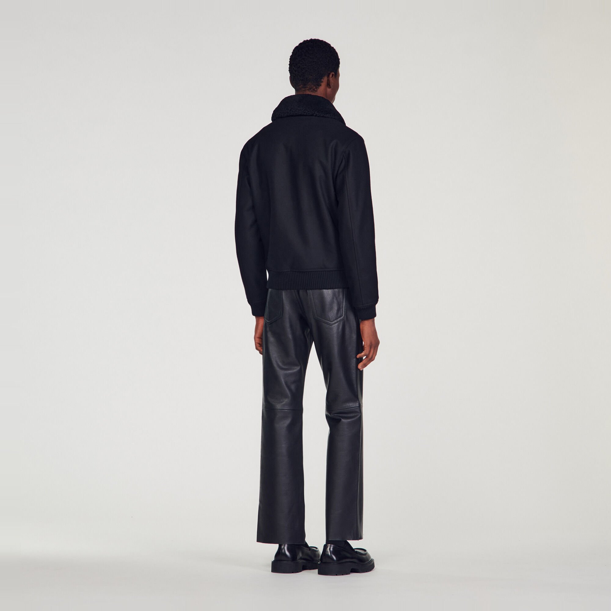 Shearling collar aviator jacket