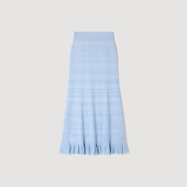 Pointelle knit maxi skirt