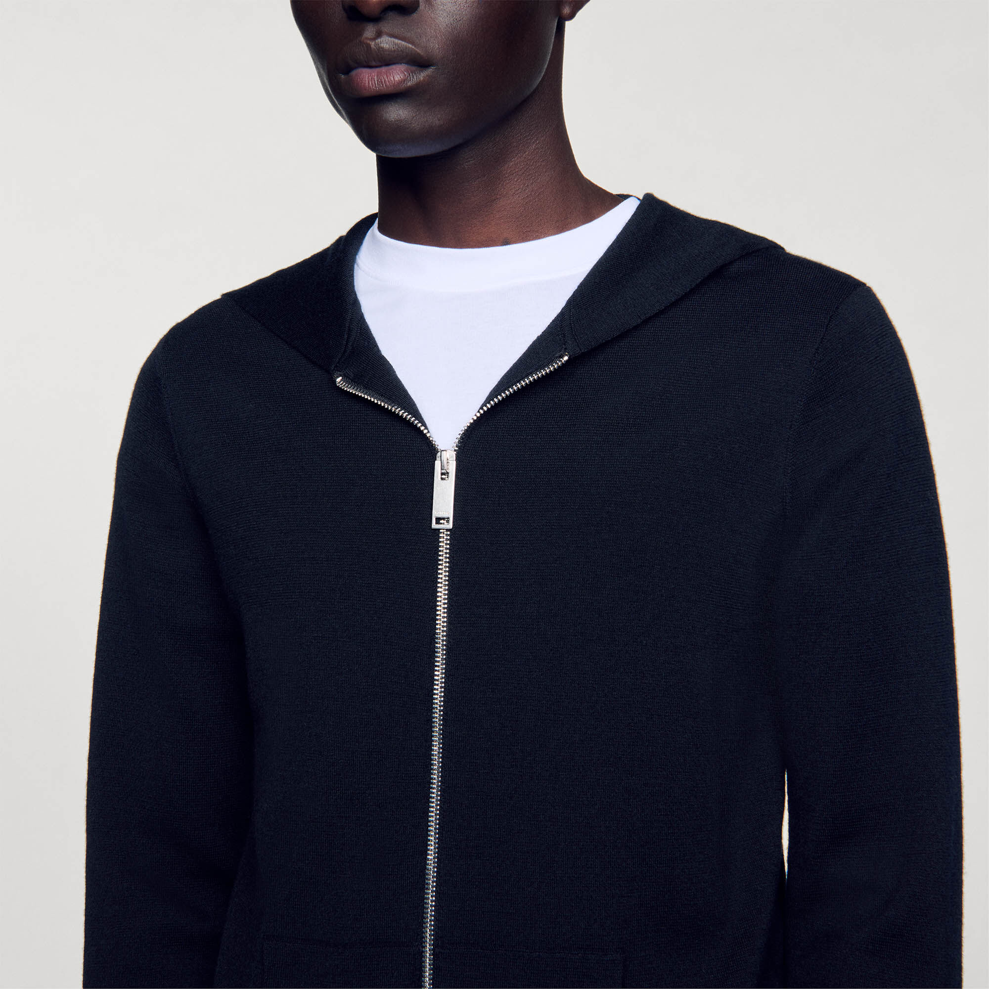 Zipped cardigan with hood