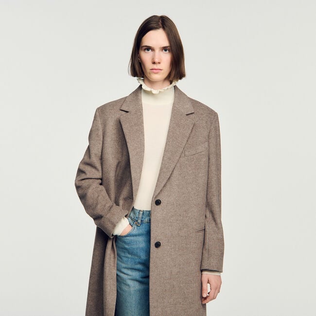 Long double-faced wool coat - Women | Sandro