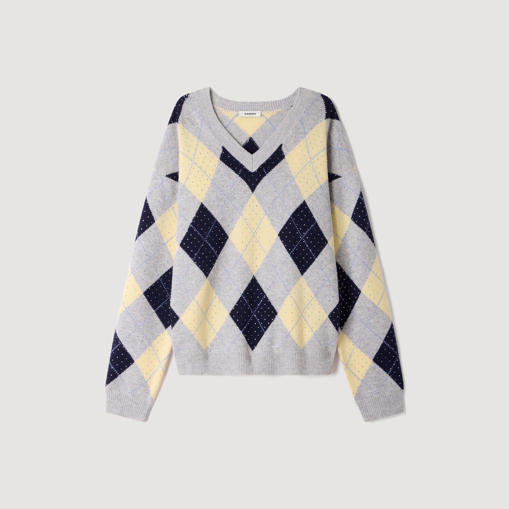Rhinestone Argyle jumper - Women | Sandro