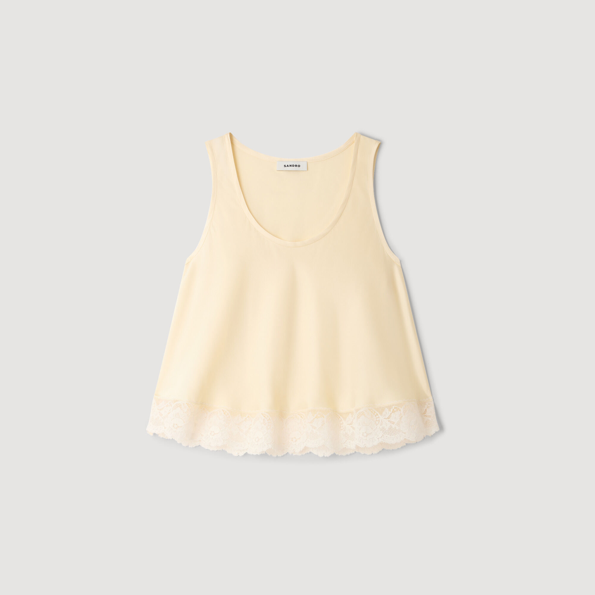 Satin top with lace trim