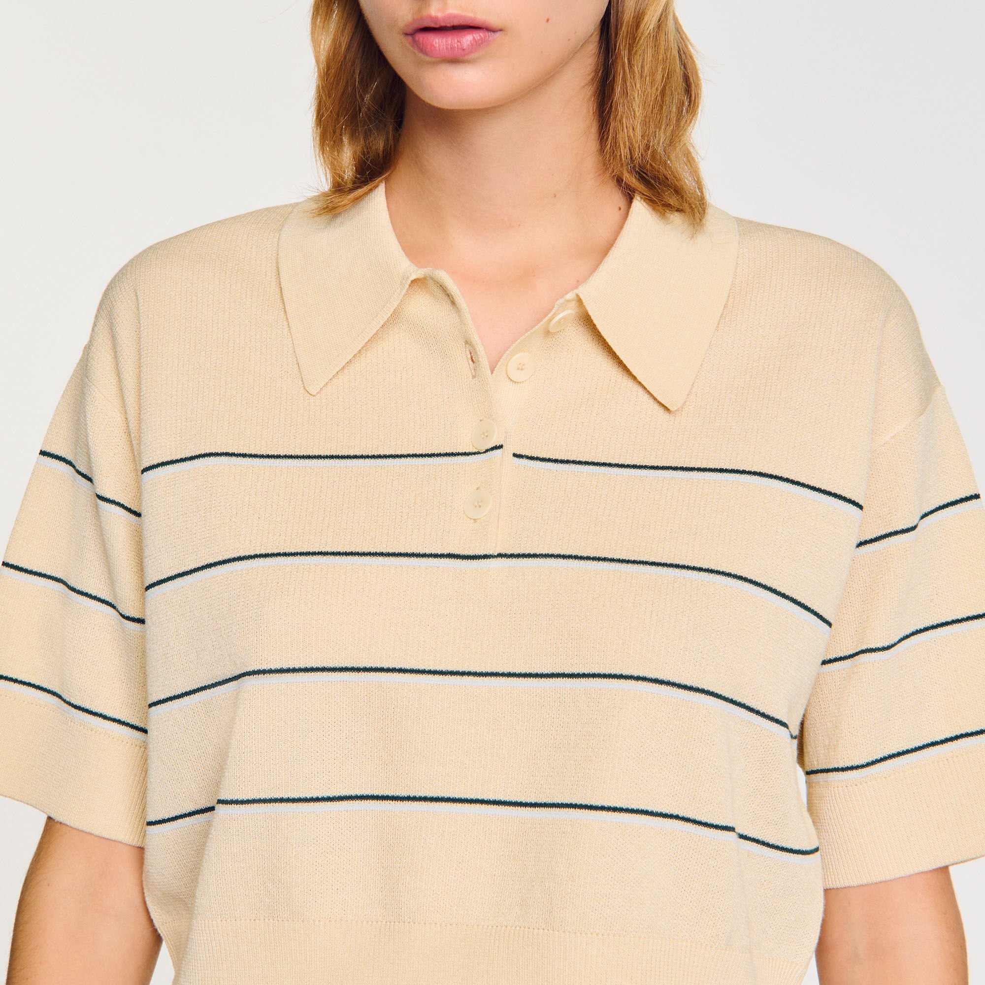 Cropped striped knitted jumper