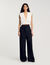 Striped double waistband trousers