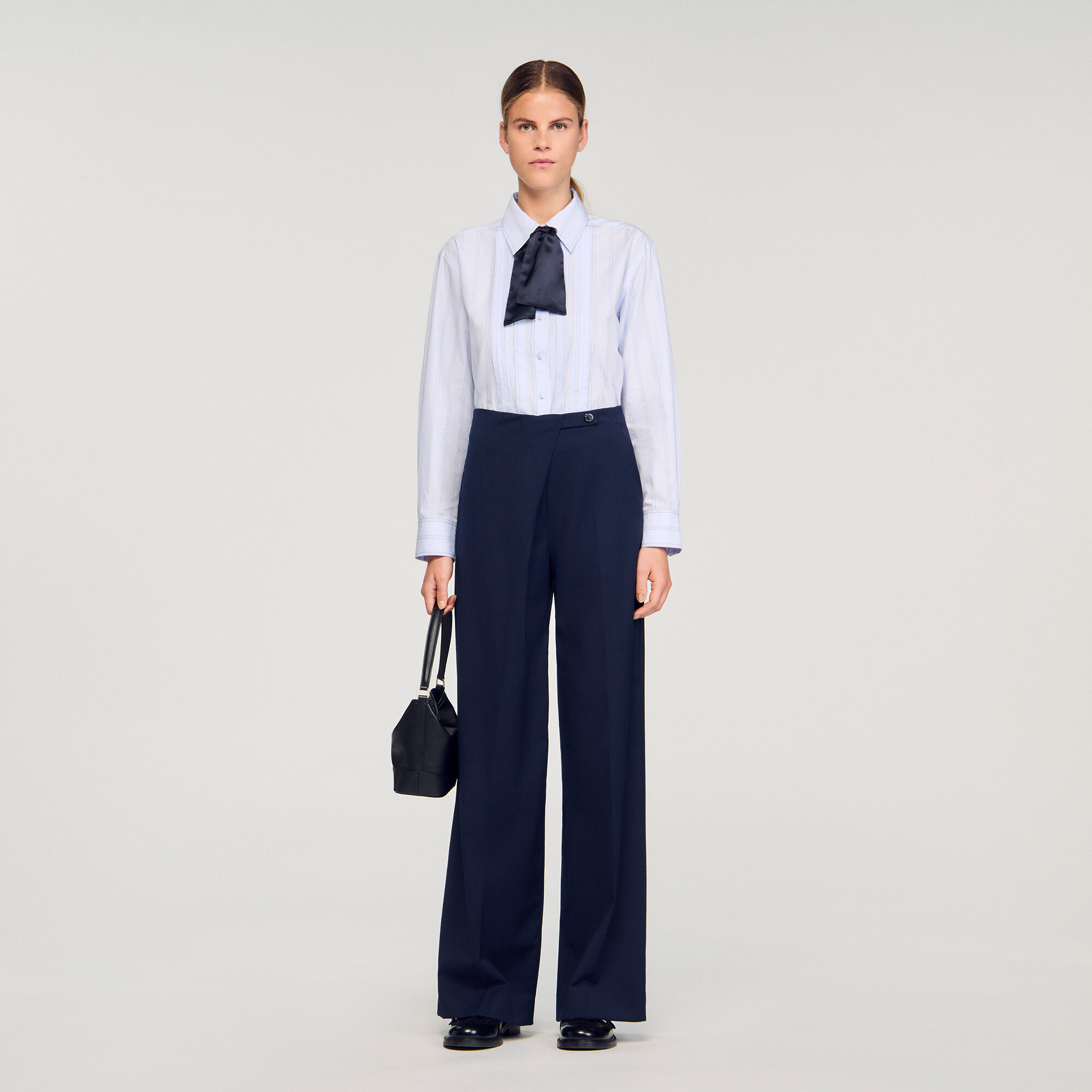 Asymmetric straight-leg trousers