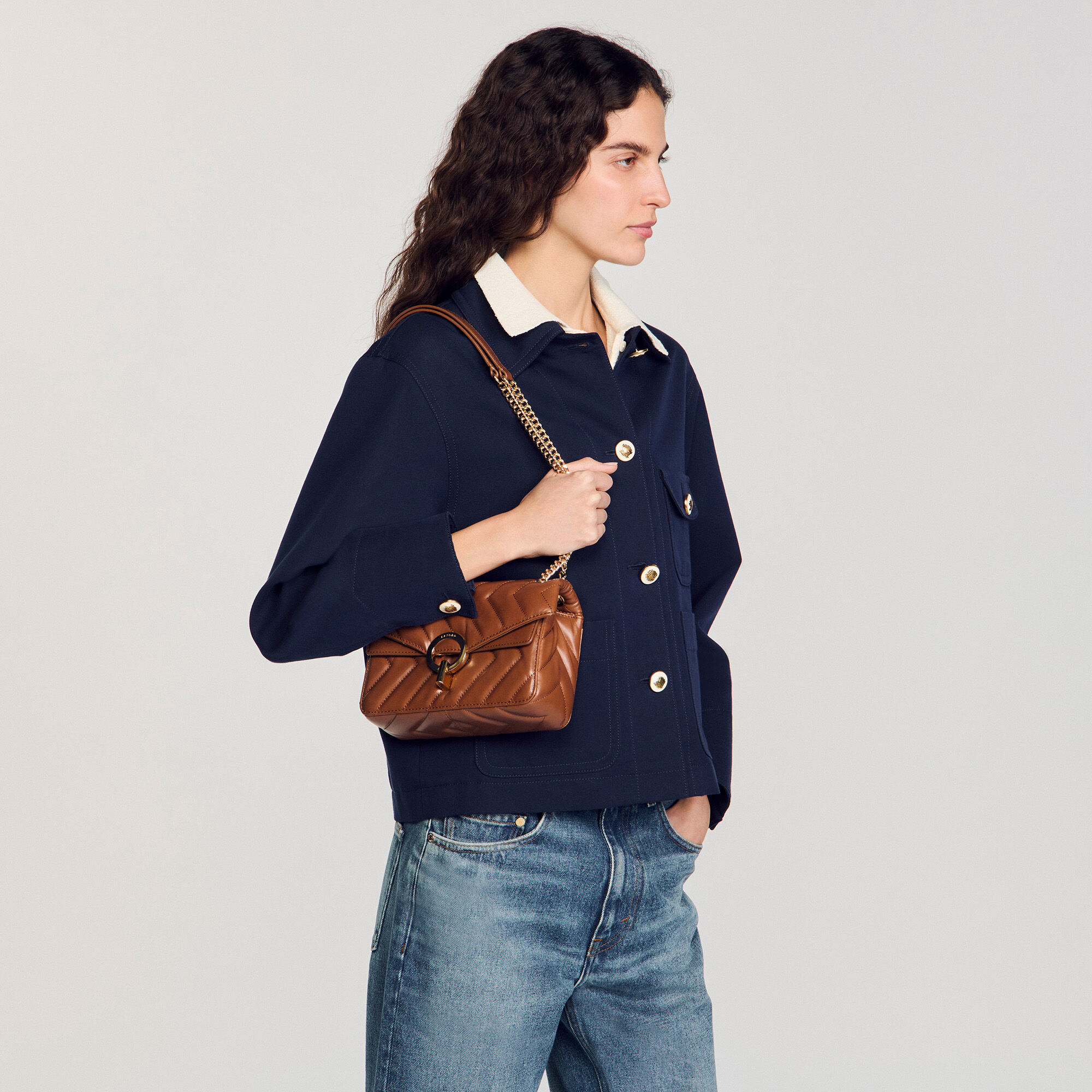 Yza small plain leather bag
