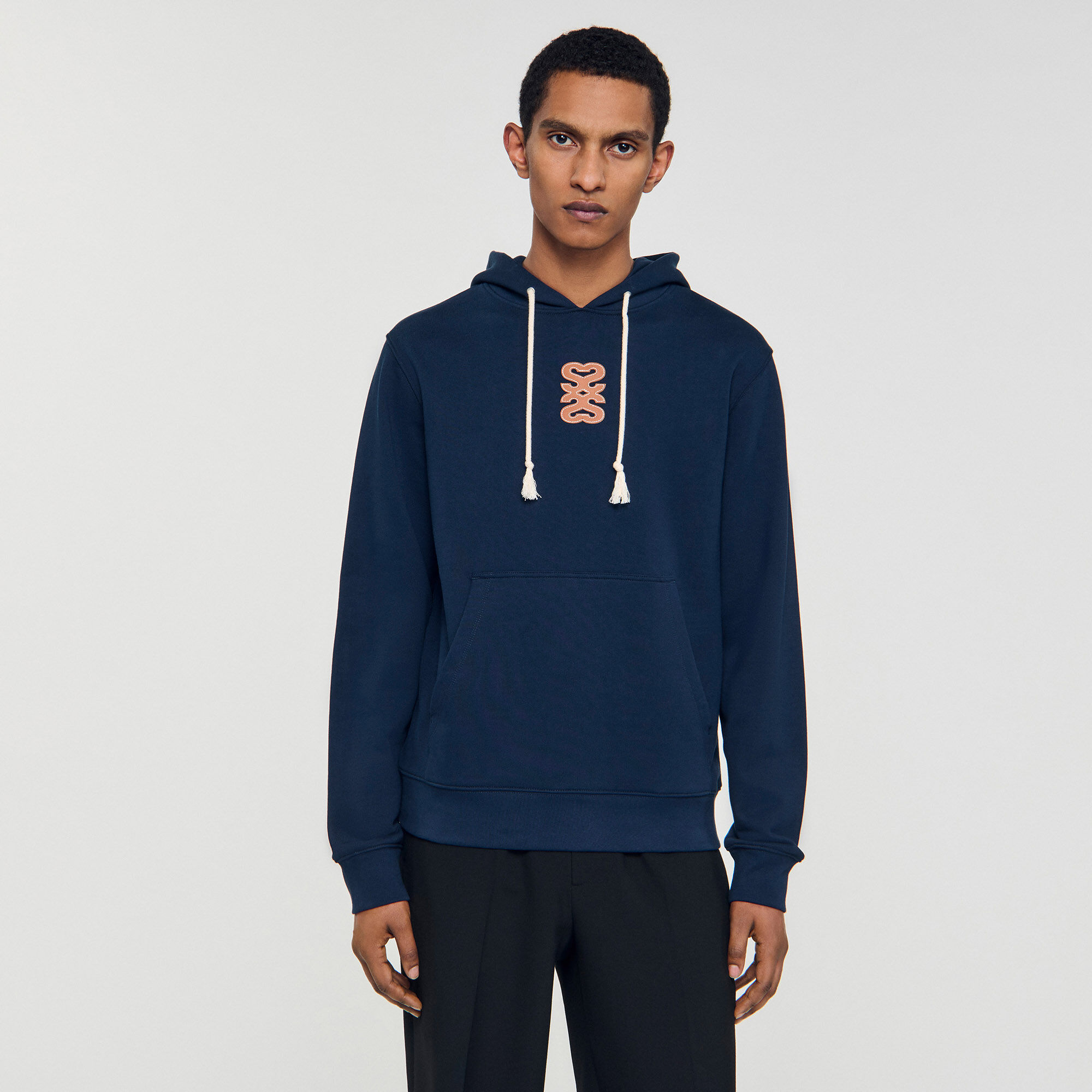 Leather patch sweatshirt