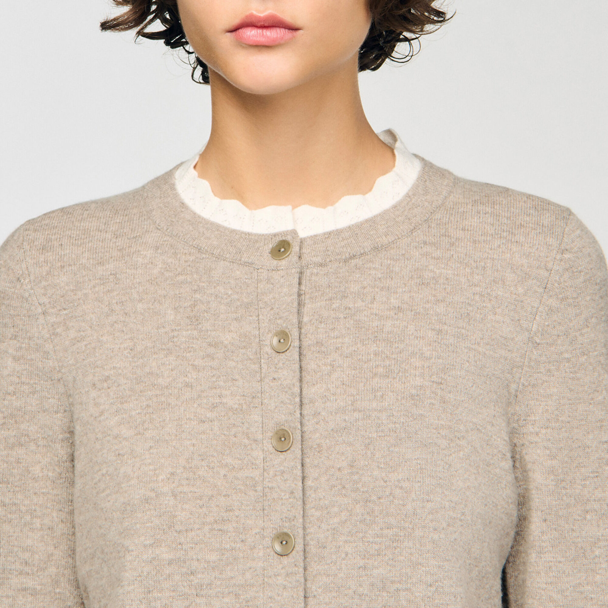 Cardigan with contrast collar - Women | Sandro