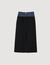 Dual-material denim and tweed skirt