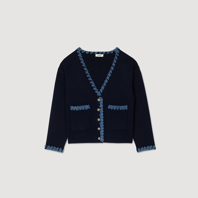 Cardigan with denim details