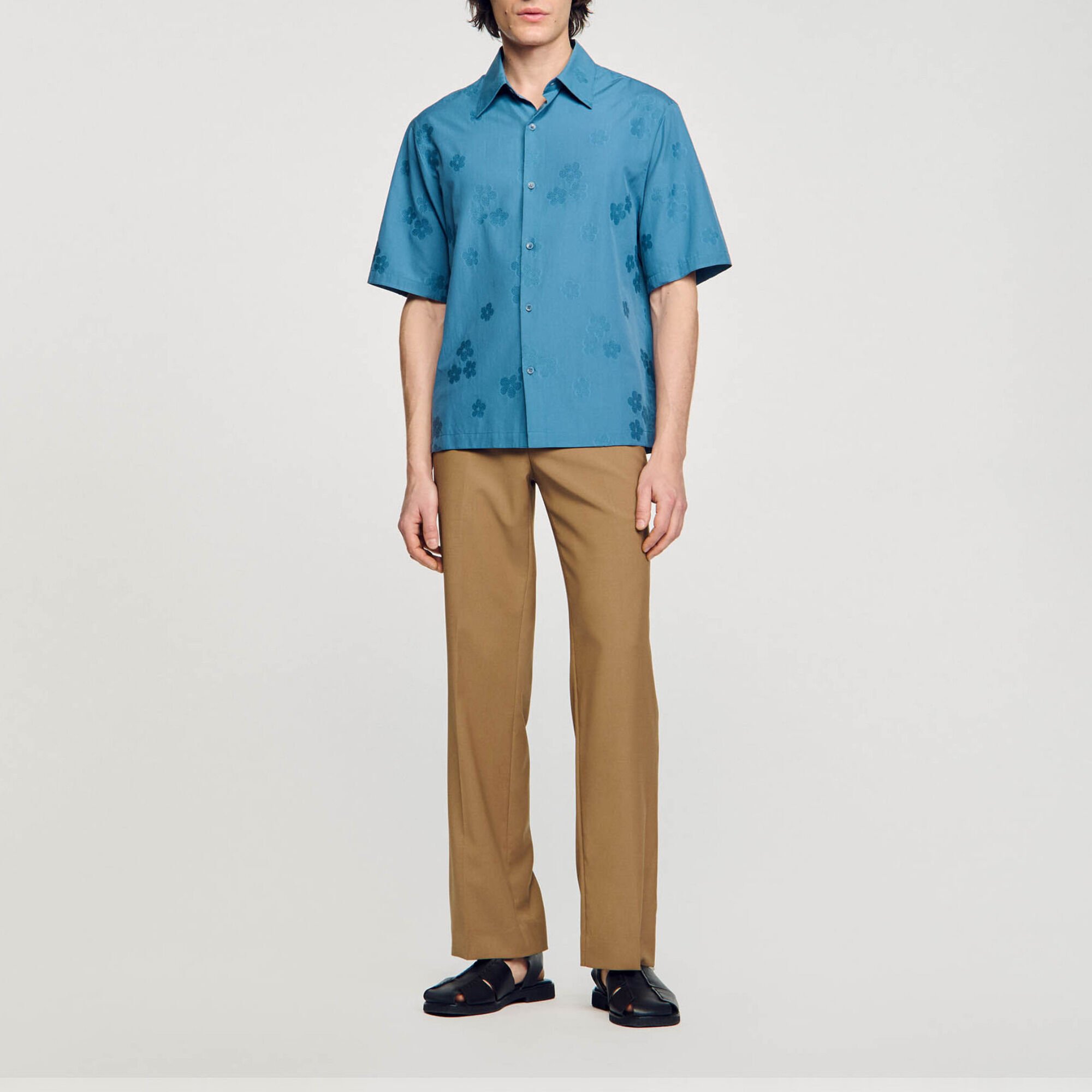 Oversized floral jacquard shirt