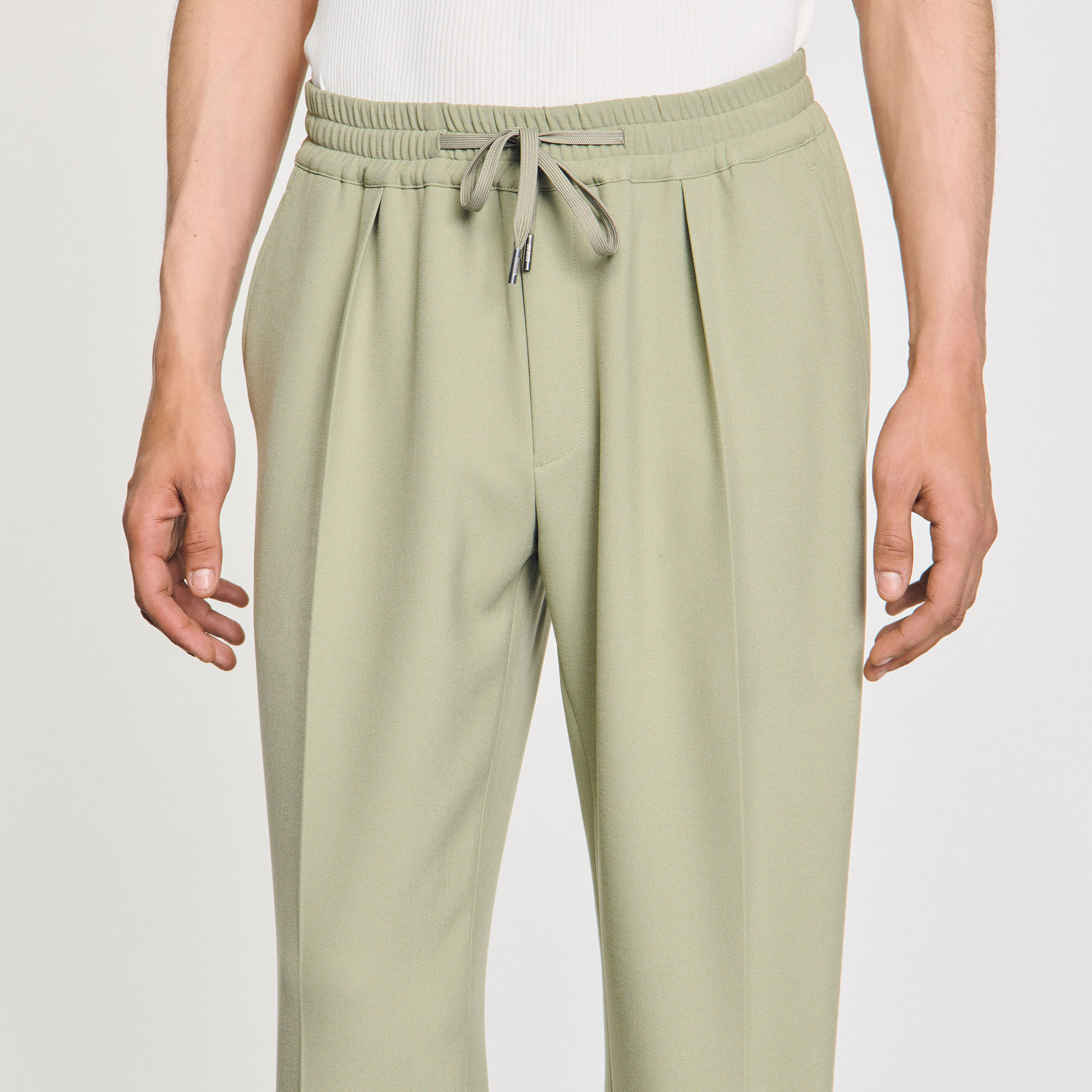 Elasticated straight-leg trousers
