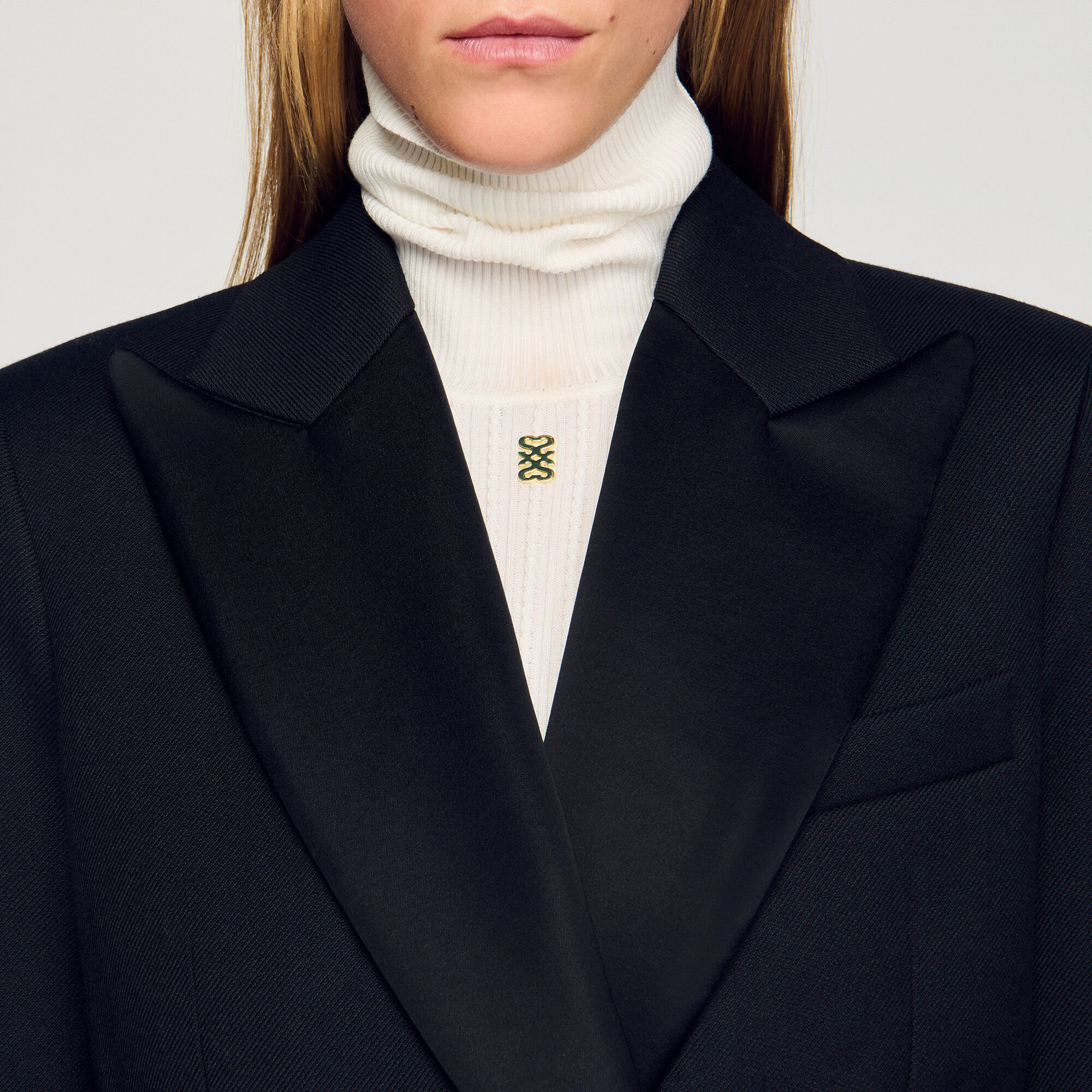Long coat with satin lapels - Women | Sandro