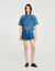 Ruffled denim shorts
