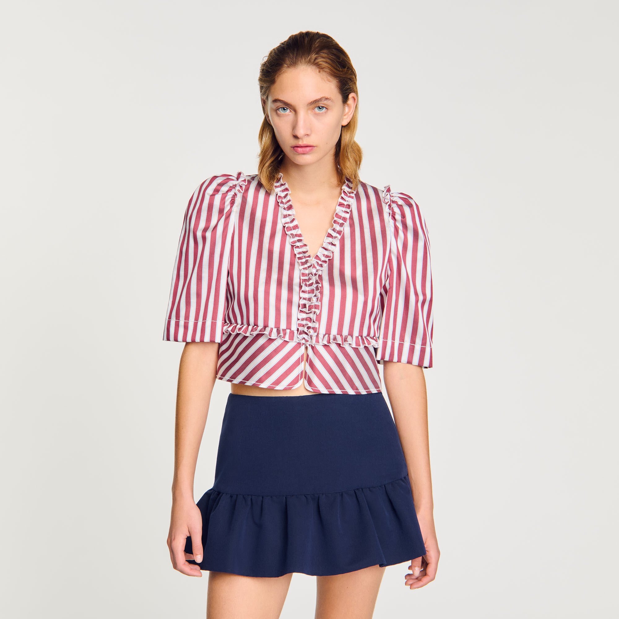 Ruffled striped shirt
