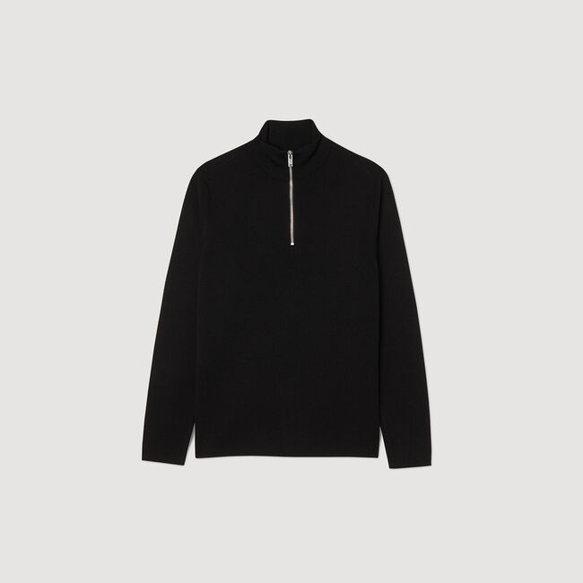 Wool jumper with zip collar
