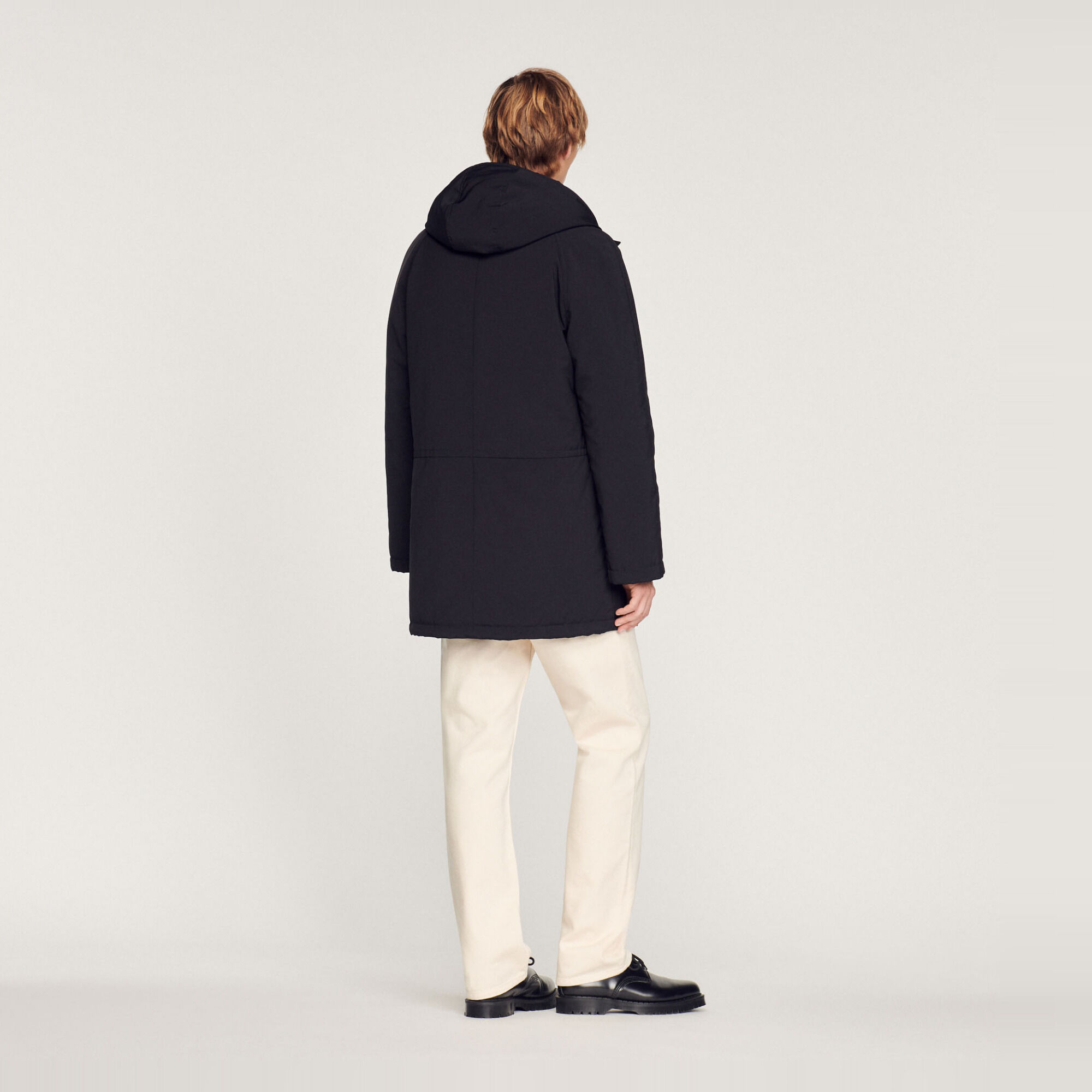 Fleece parka in technical fabric