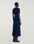 Denim collar knit maxi dress
