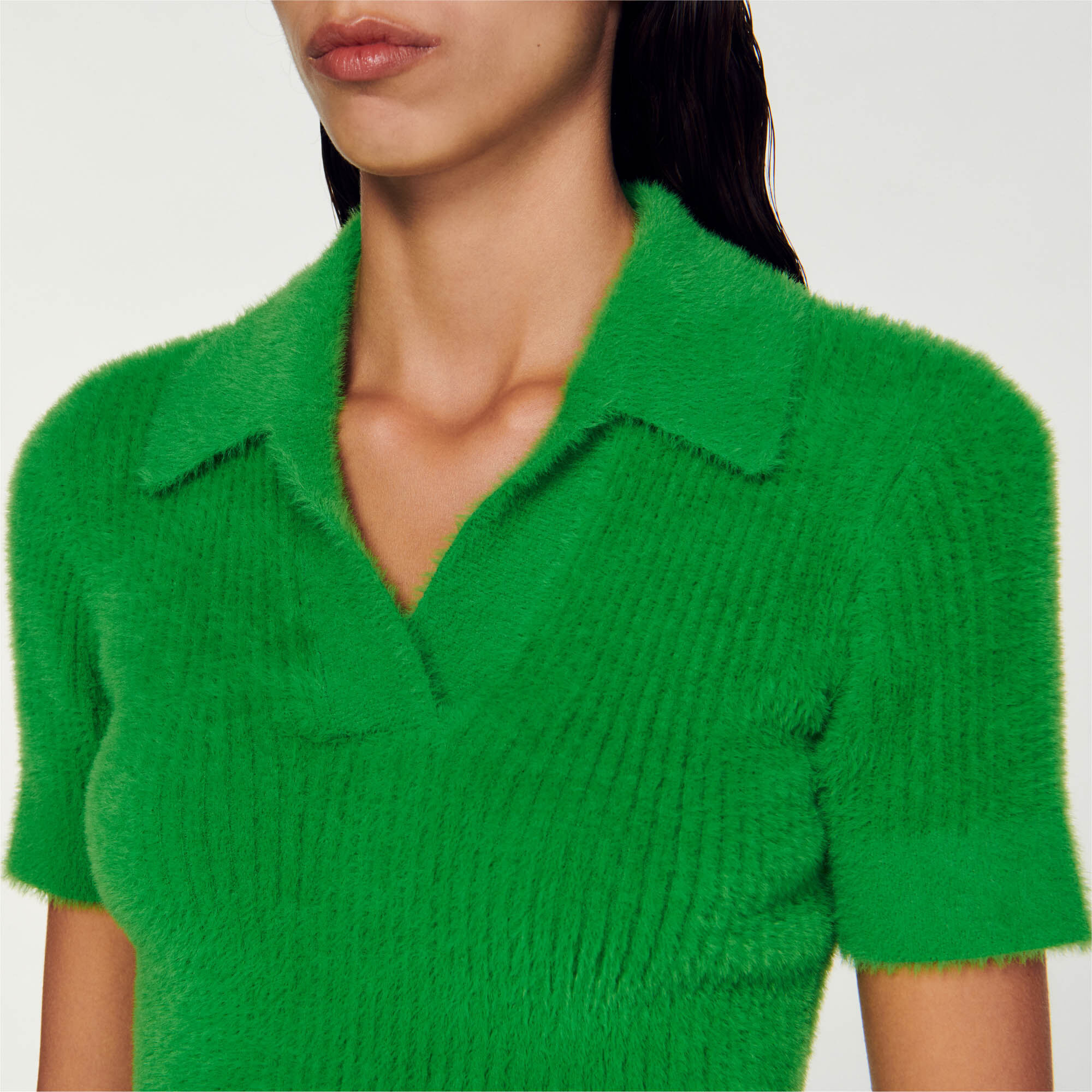 Knitted polo sweater
