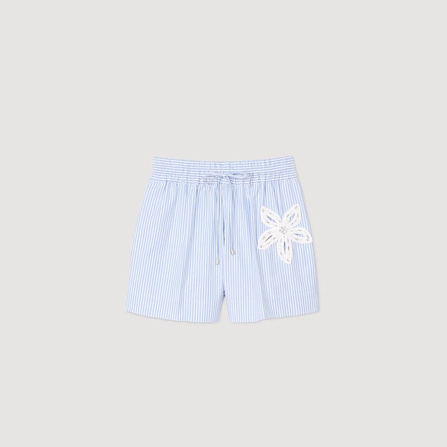 Striped shorts with flower detail
