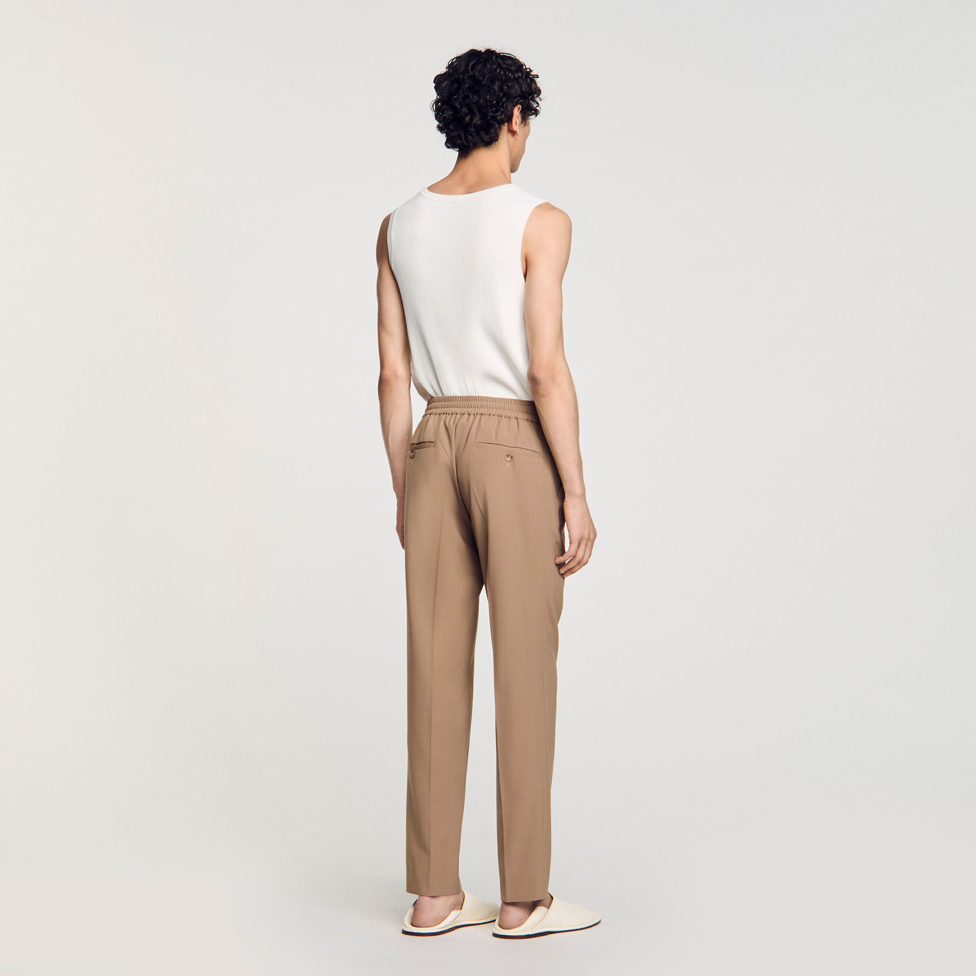 Elasticated straight-leg trousers