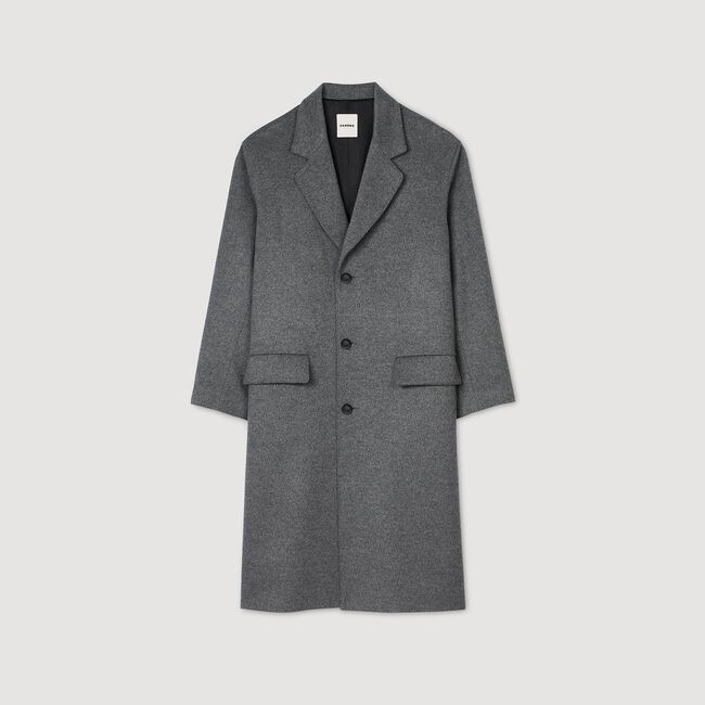Straight-fit wool broadcloth coat