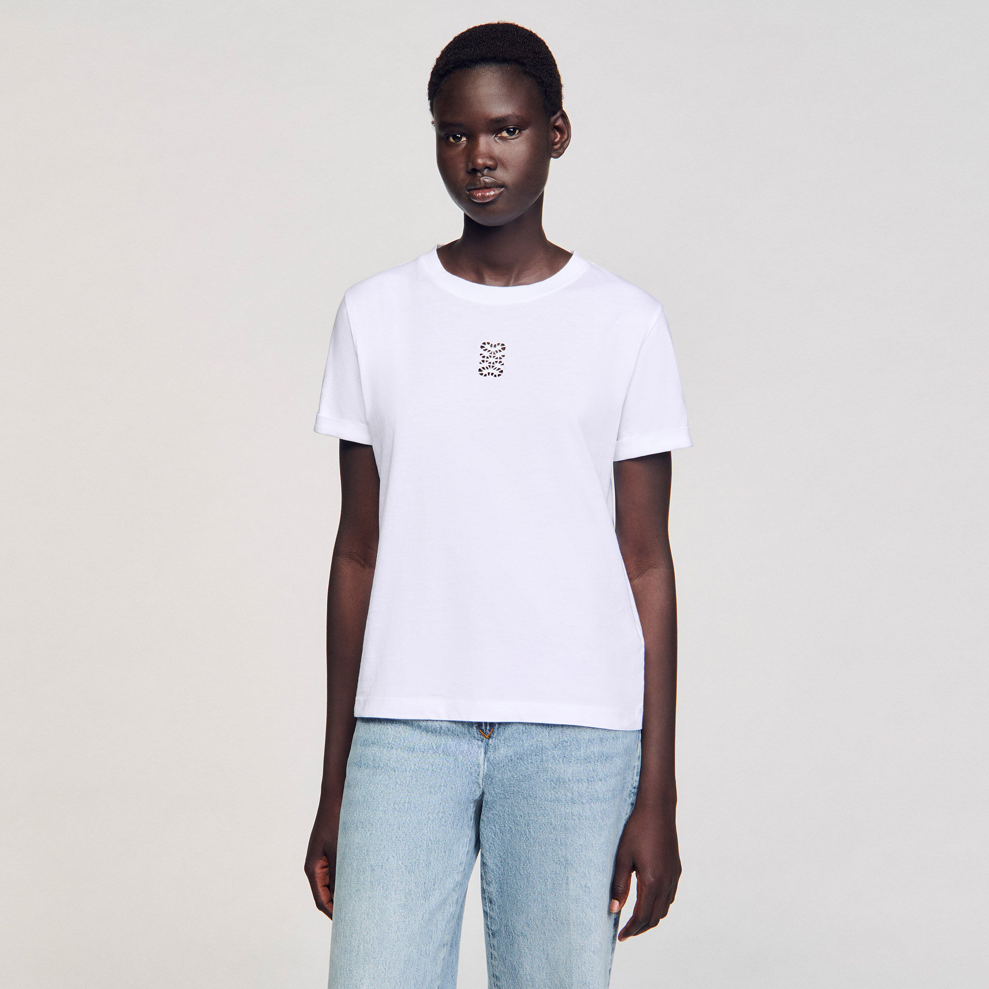 Cotton T-shirt with embroidery