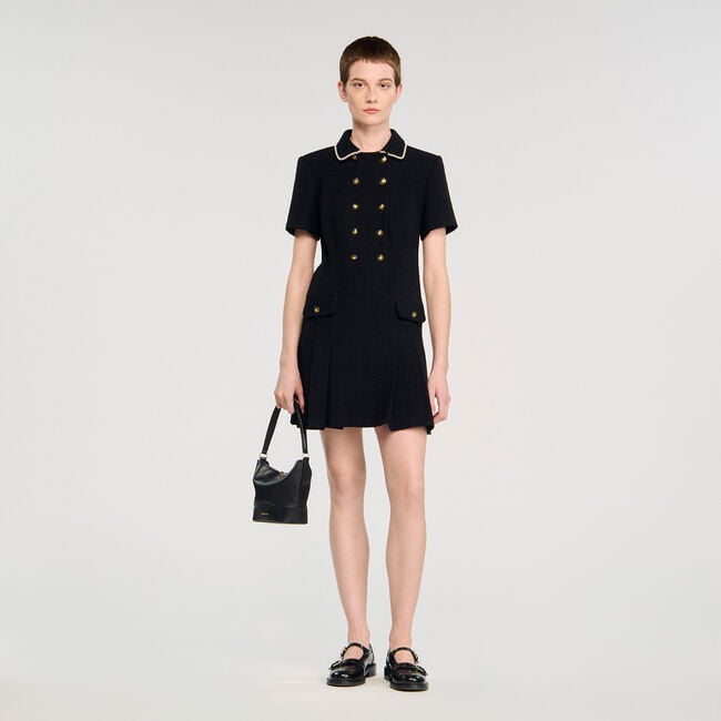 Short buttoned tweed dress