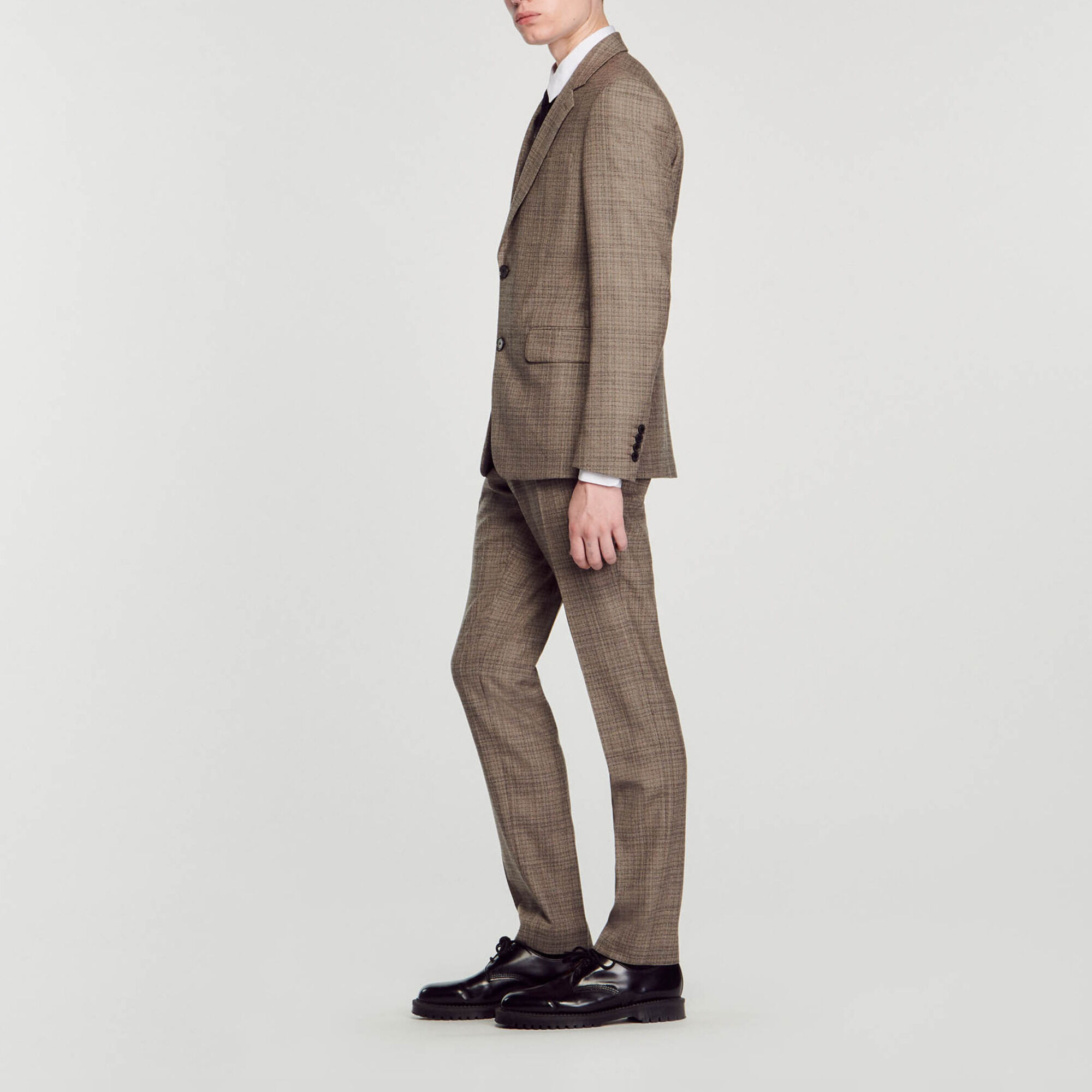 Wool checked suit jacket