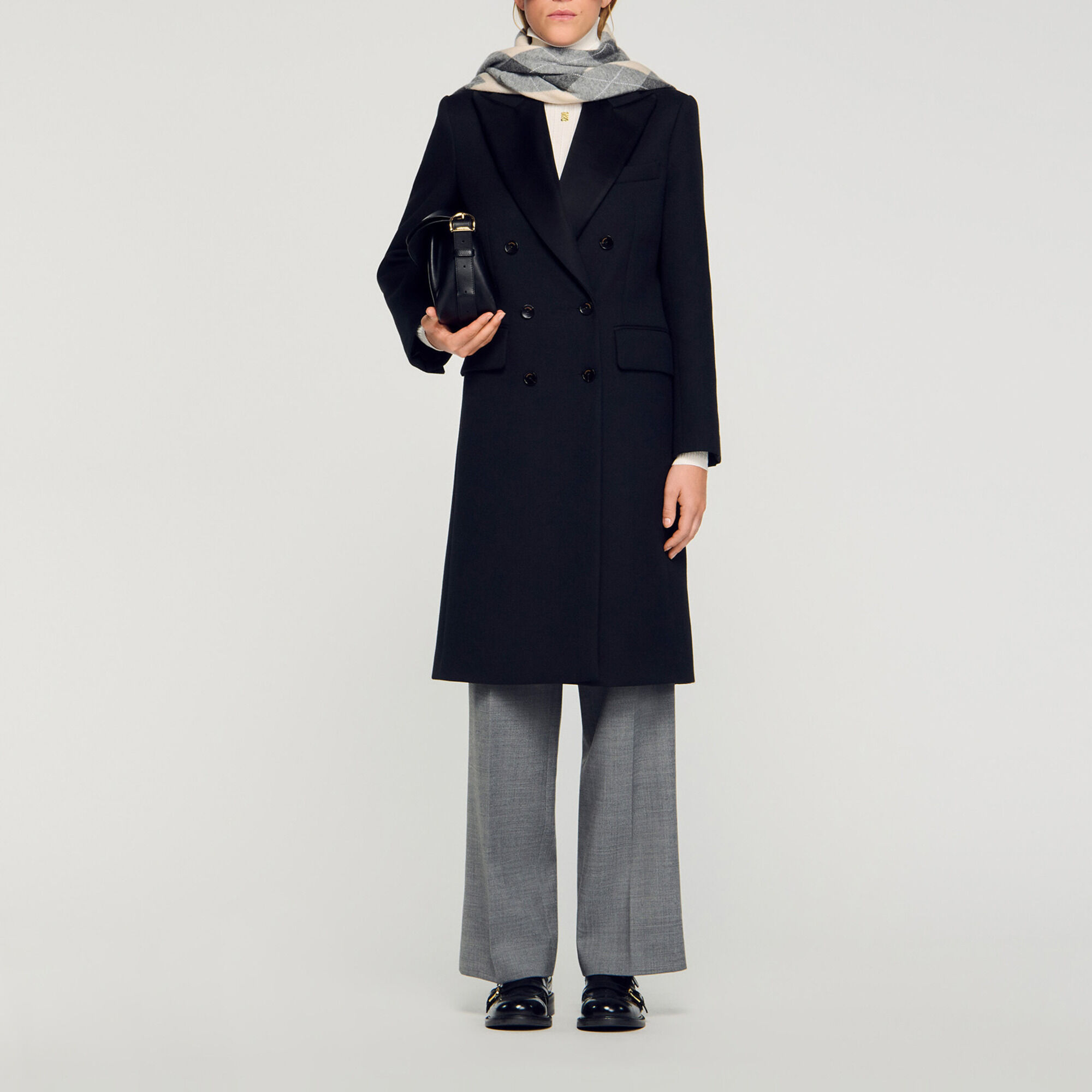 Long coat with satin lapels - Women | Sandro