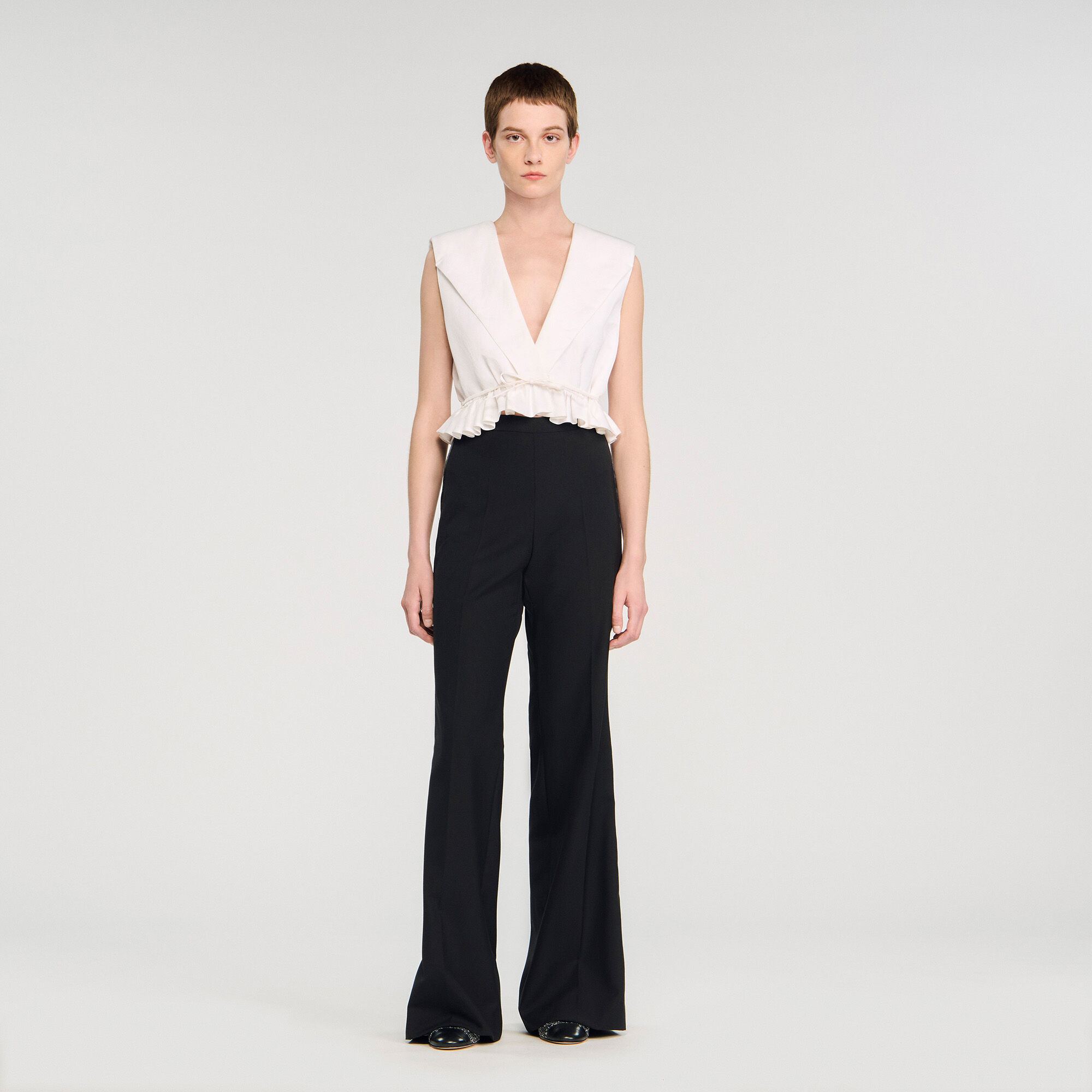 Satin stripe suit trousers