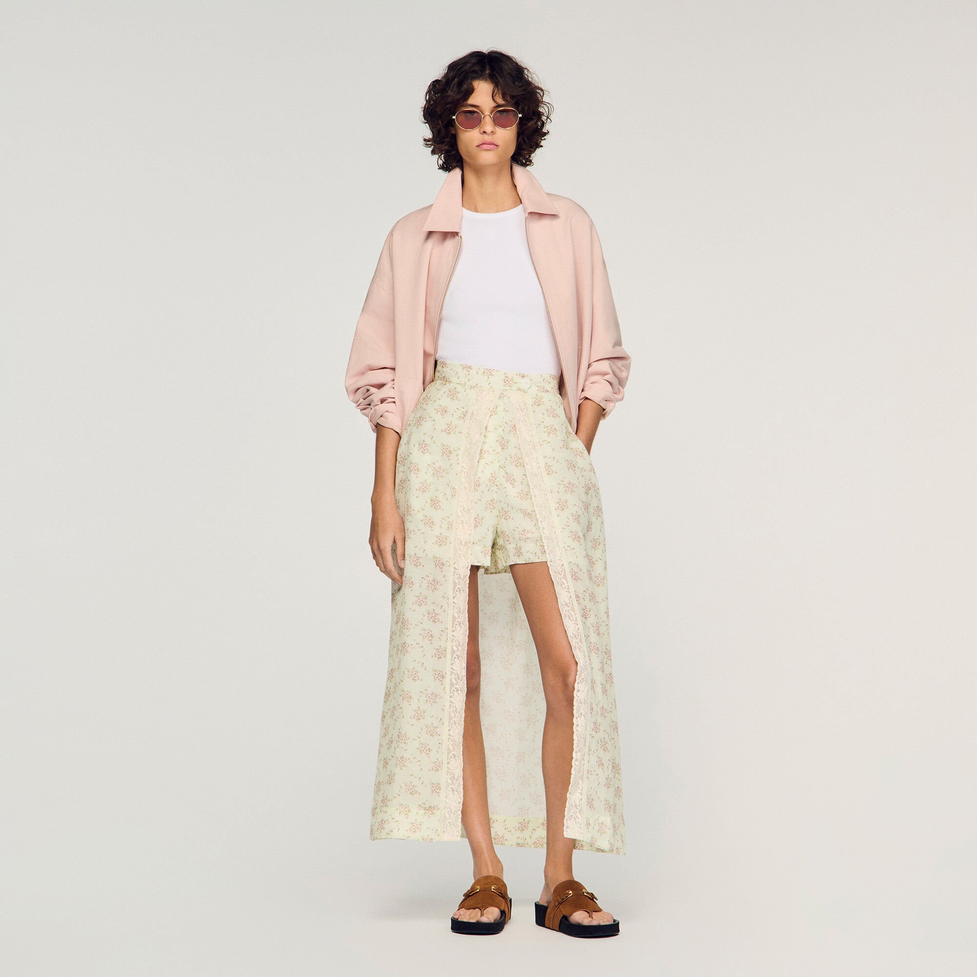 Floral print maxi skort