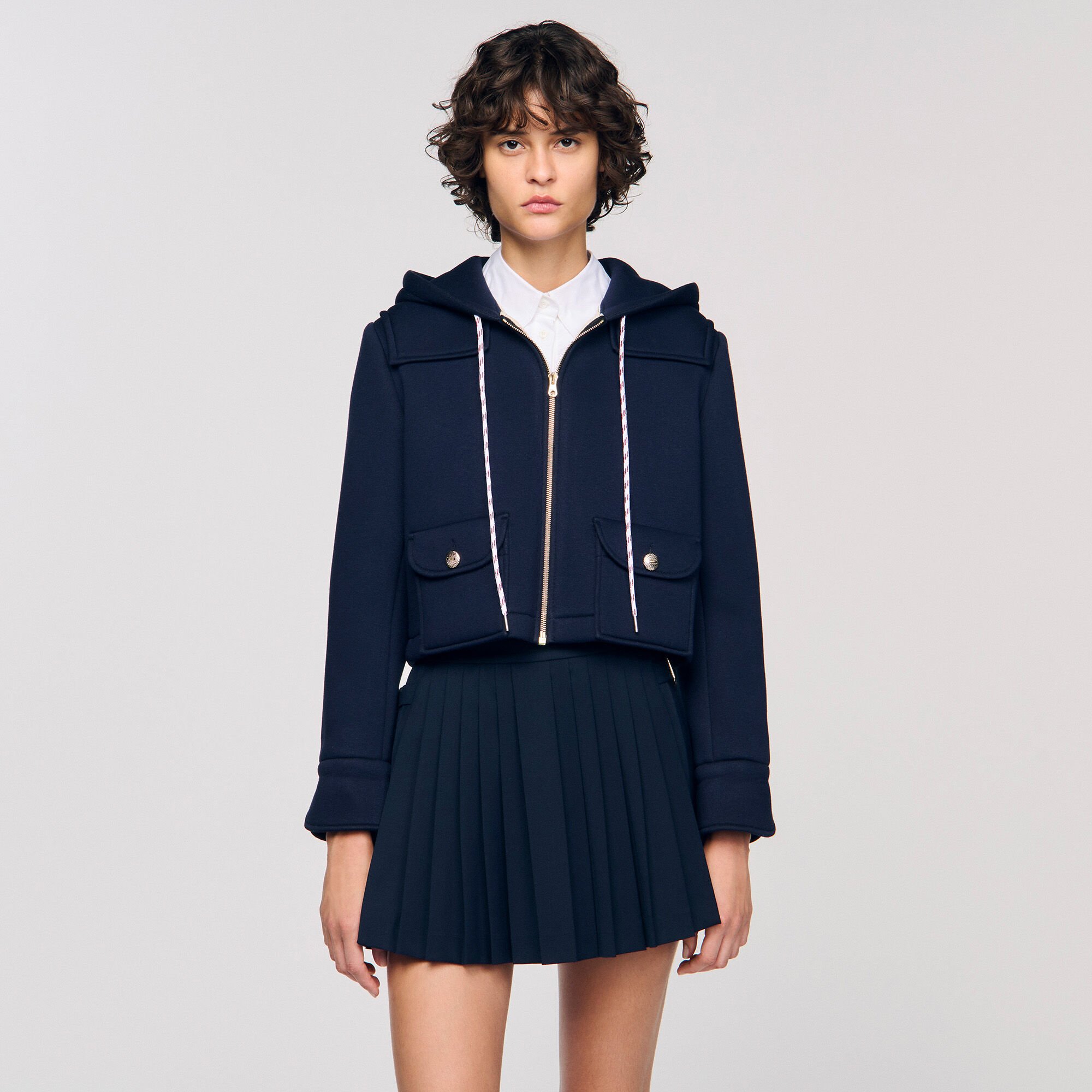 Technical hooded jacket
