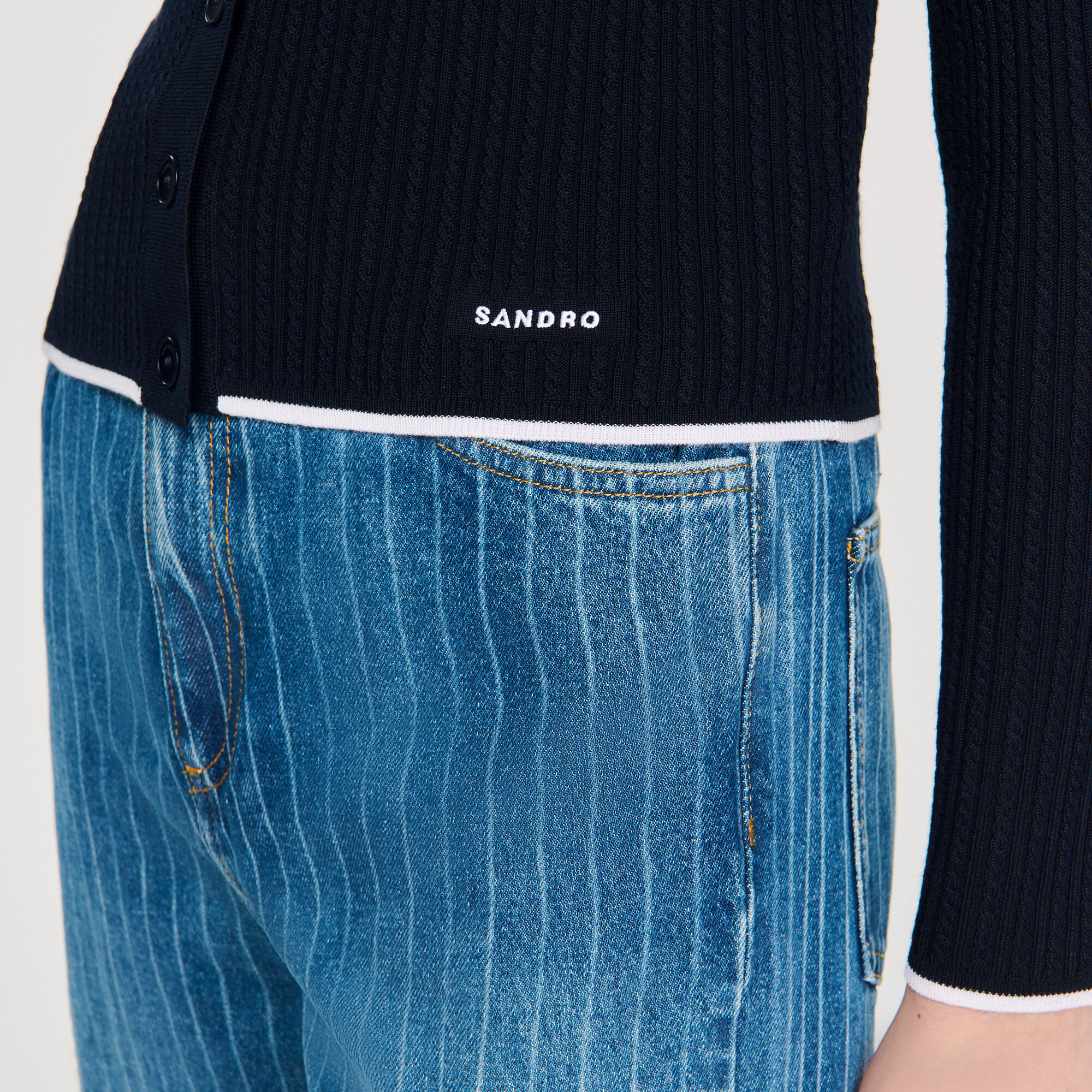 Cropped polo collar cardigan