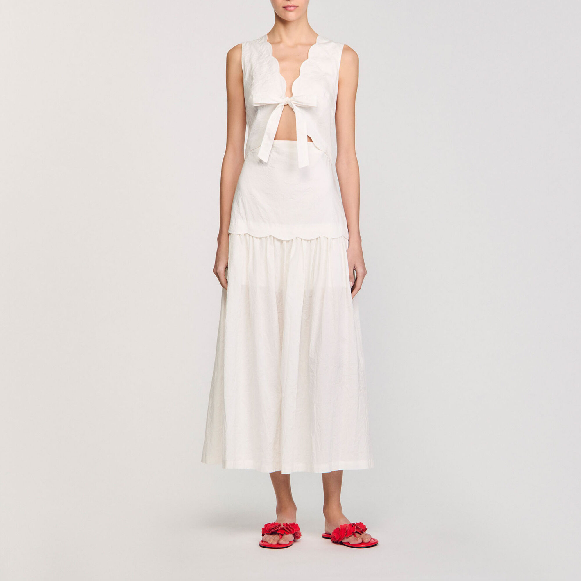 Crinkled maxi dress with bow - Women | Sandro