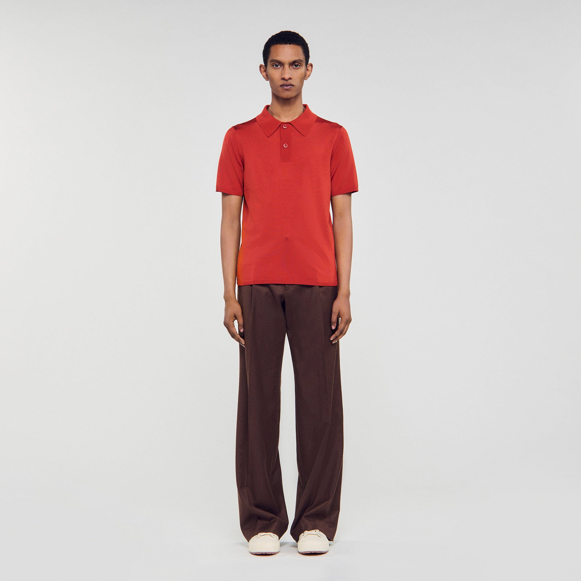 Short-sleeve knitted polo shirt