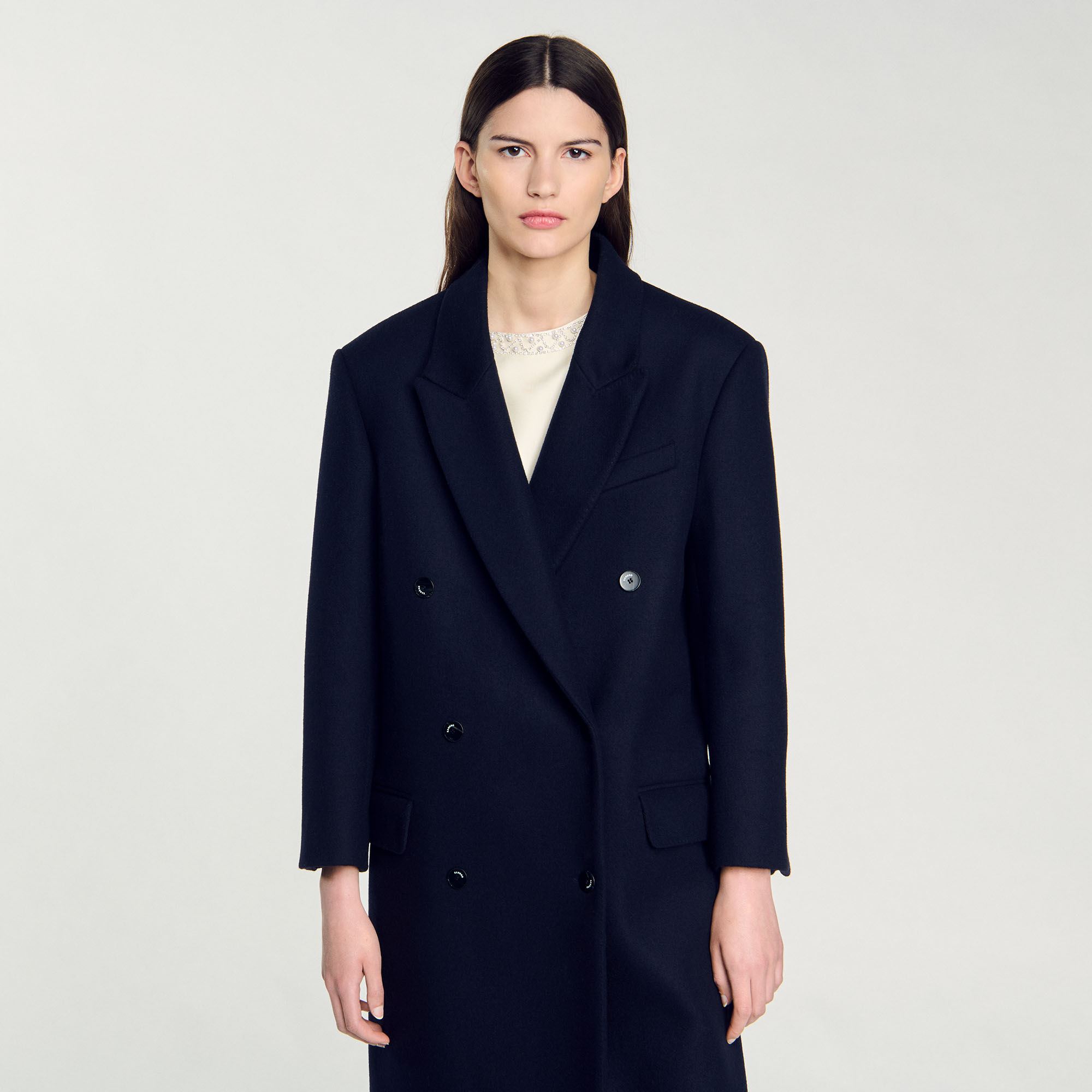 Long wool-blend coat