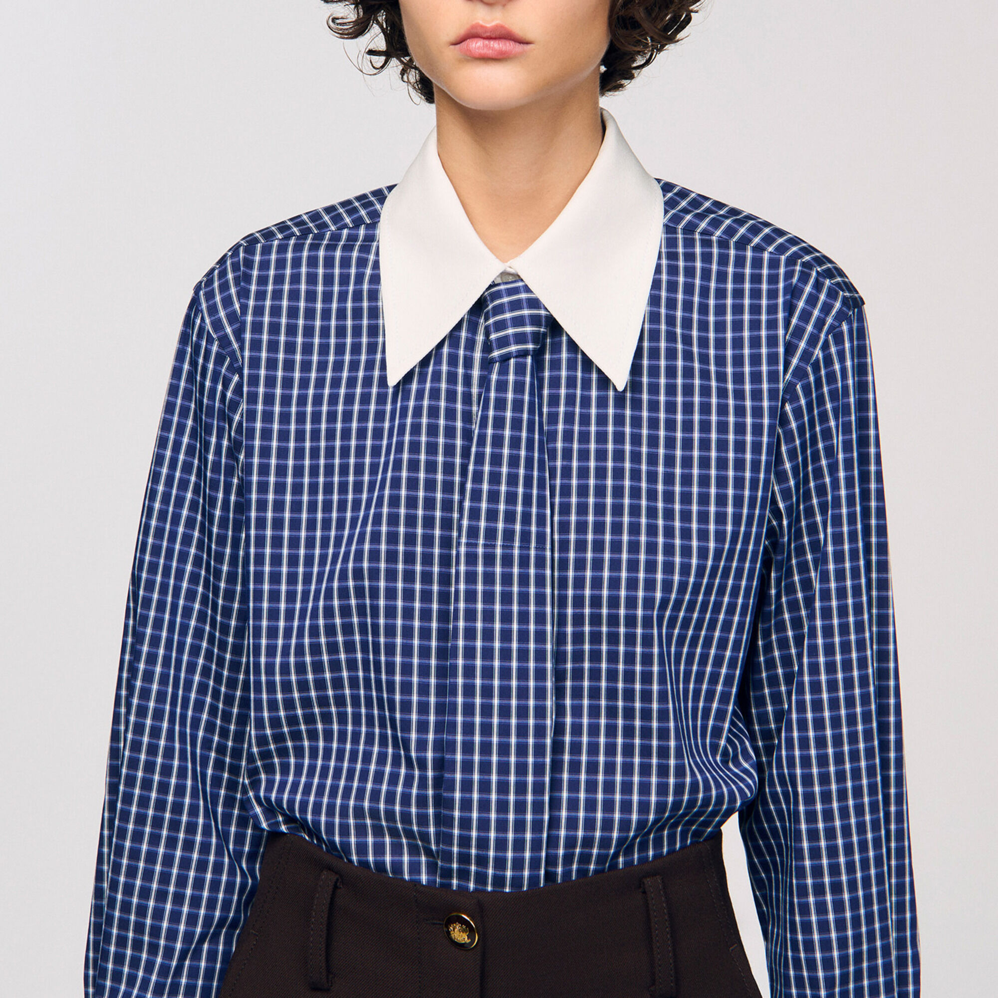 Check shirt with tie - Women | Sandro