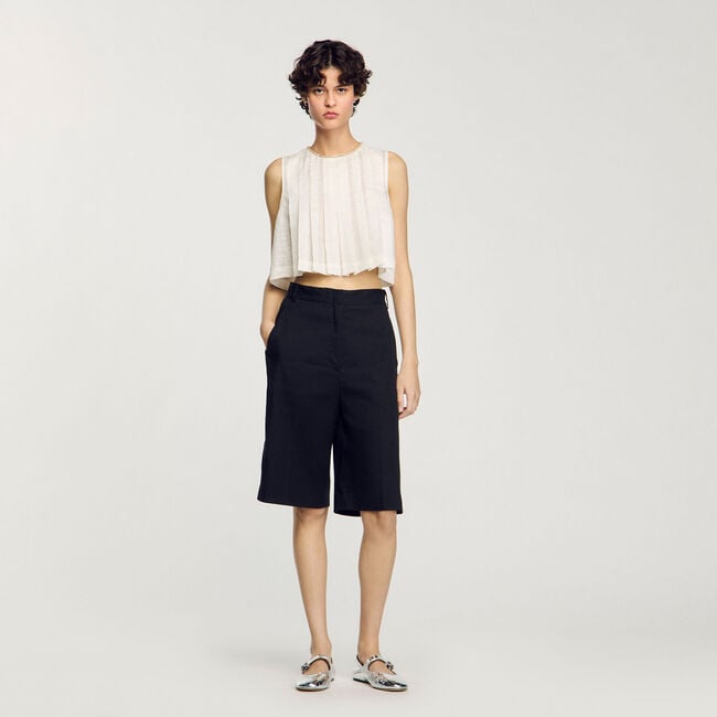 Linen-blend Bermuda shorts