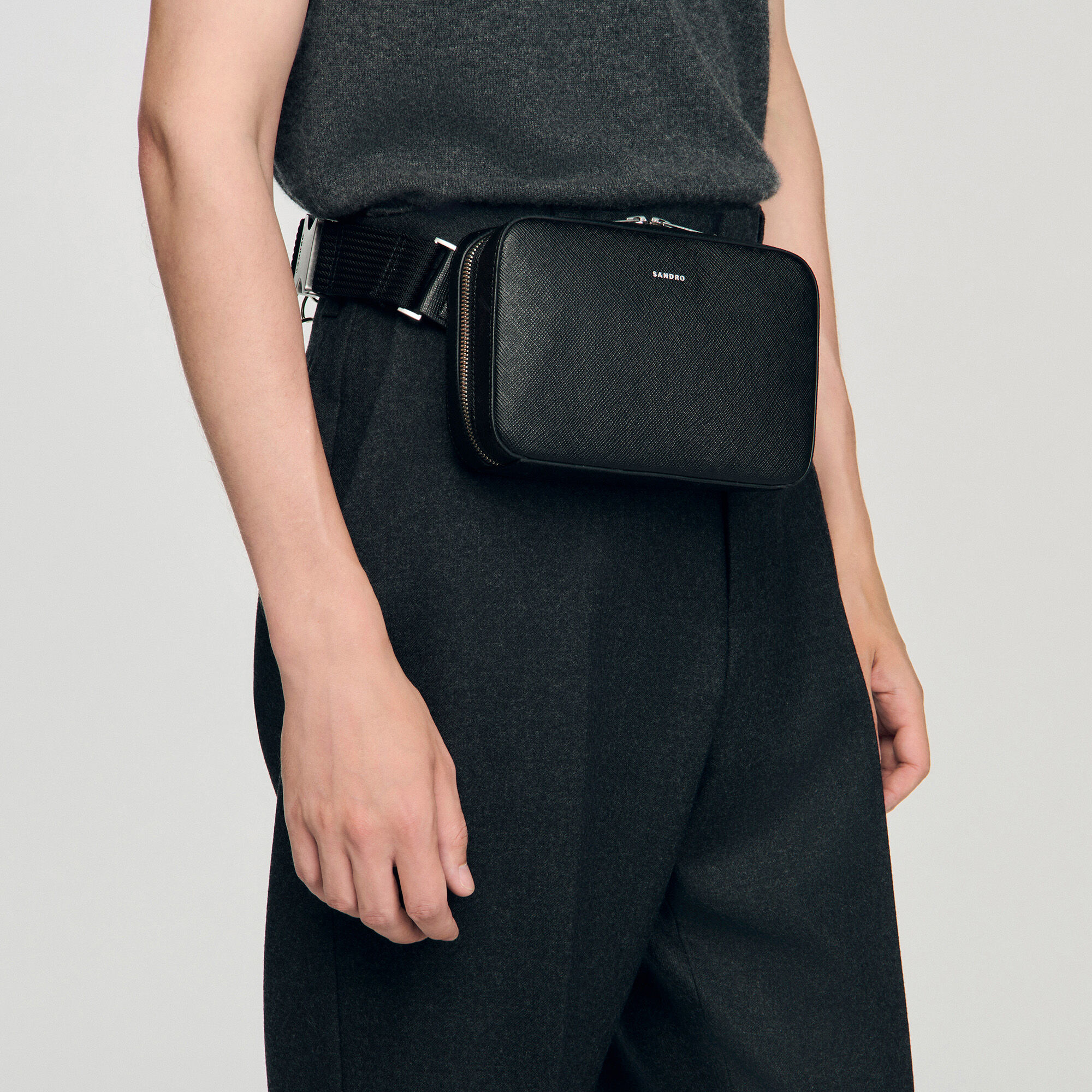 Small reconstitued leather bag