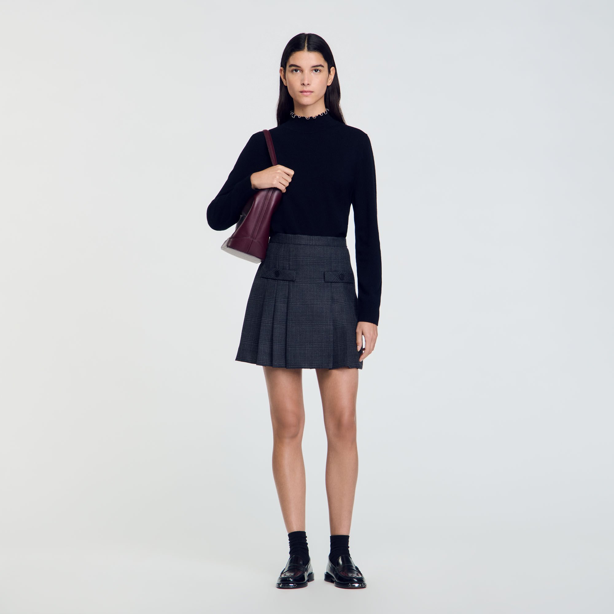 Wool and cashmere jumper black gray For Women Sandro Paris