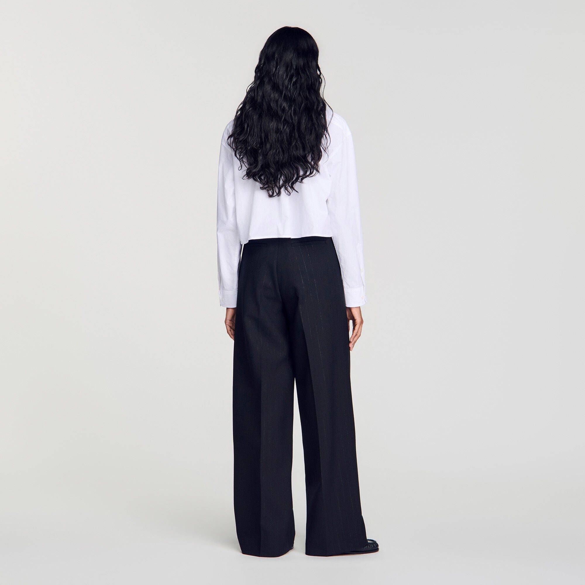 Striped wide-leg trousers