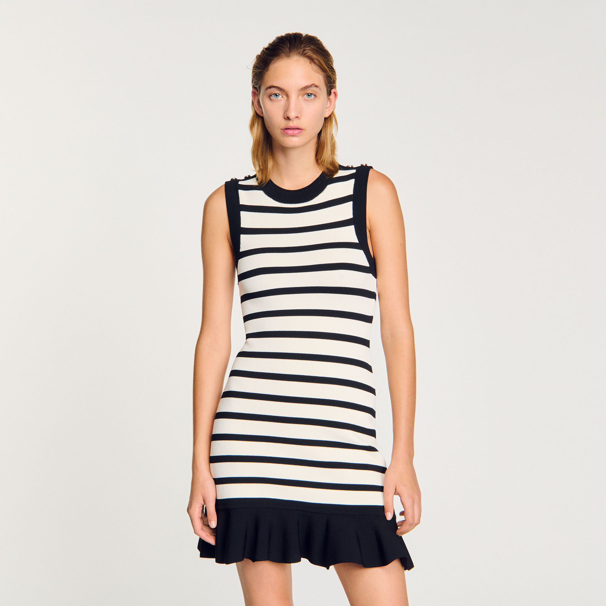 Striped knit short dress