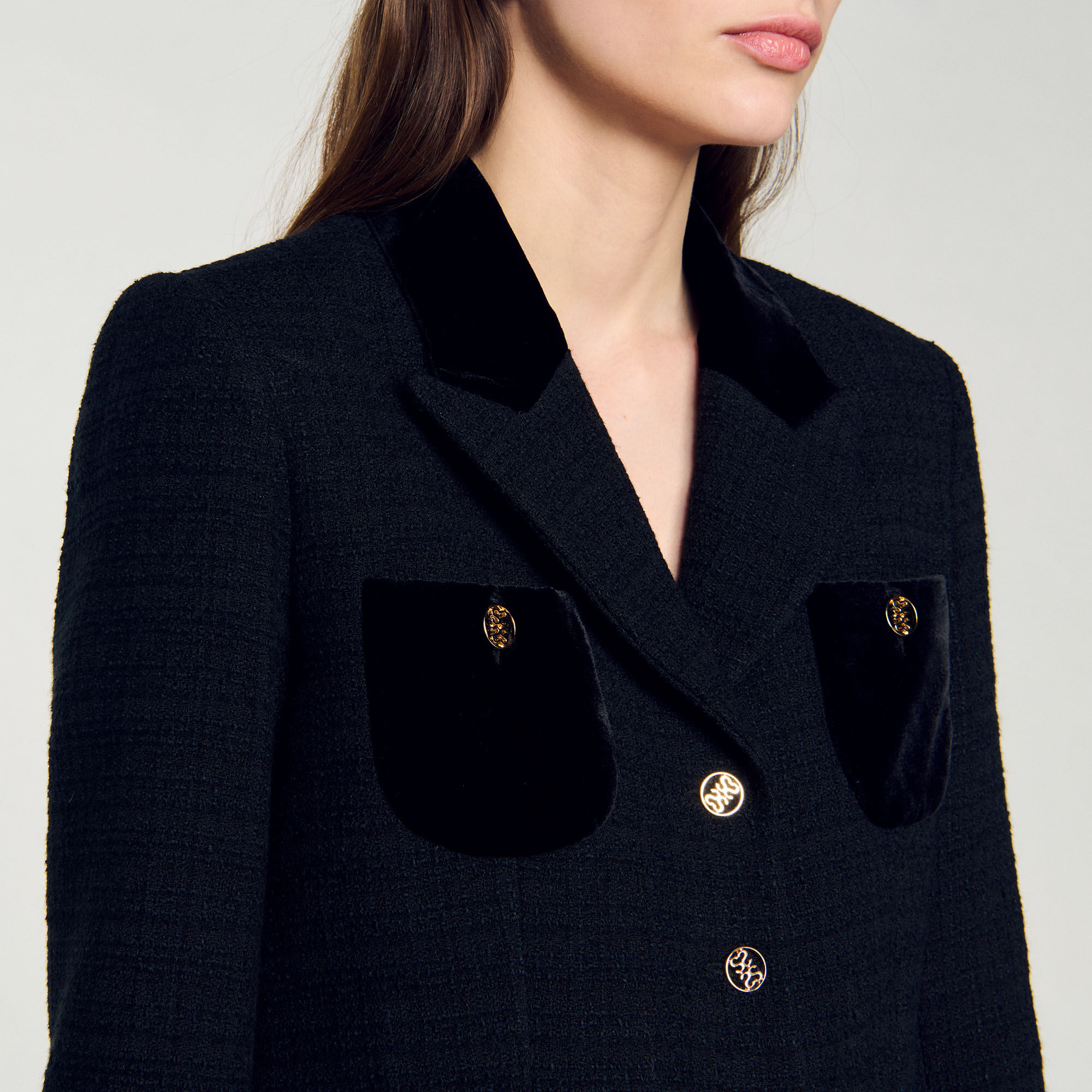 Velvet tweed cropped jacket