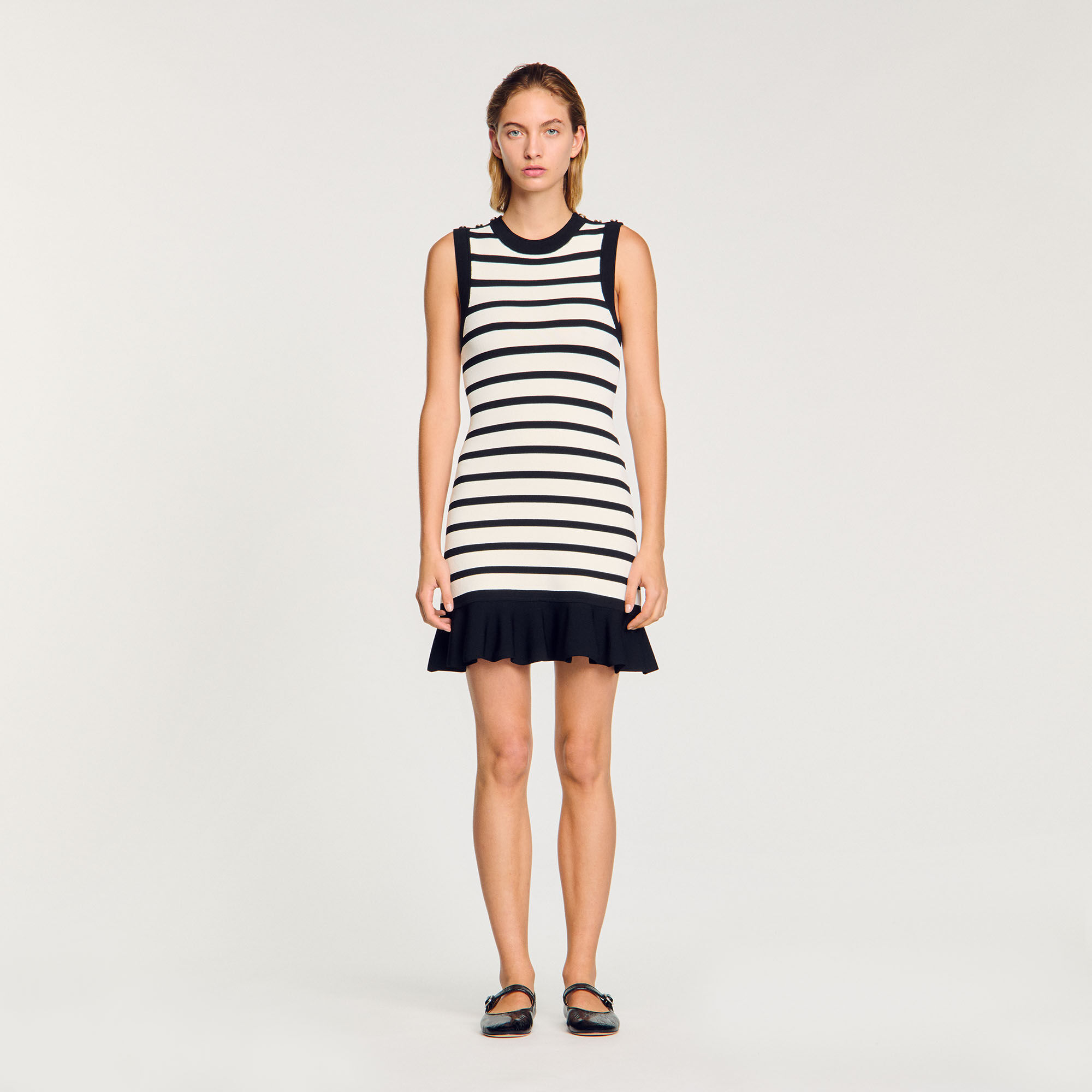 Striped knit short dress
