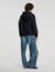 Hooded wool and leather coat