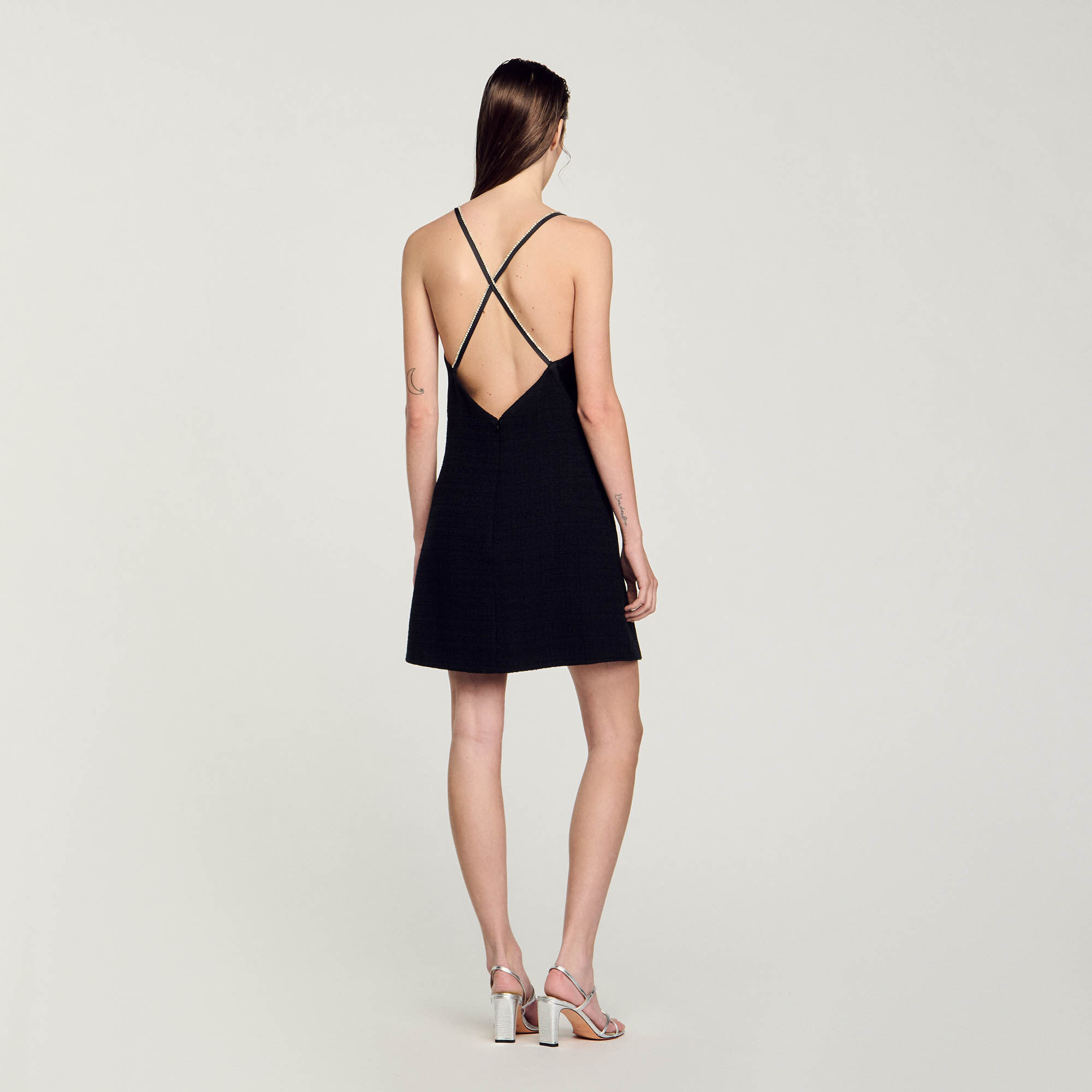 Short dress with rhinestone straps