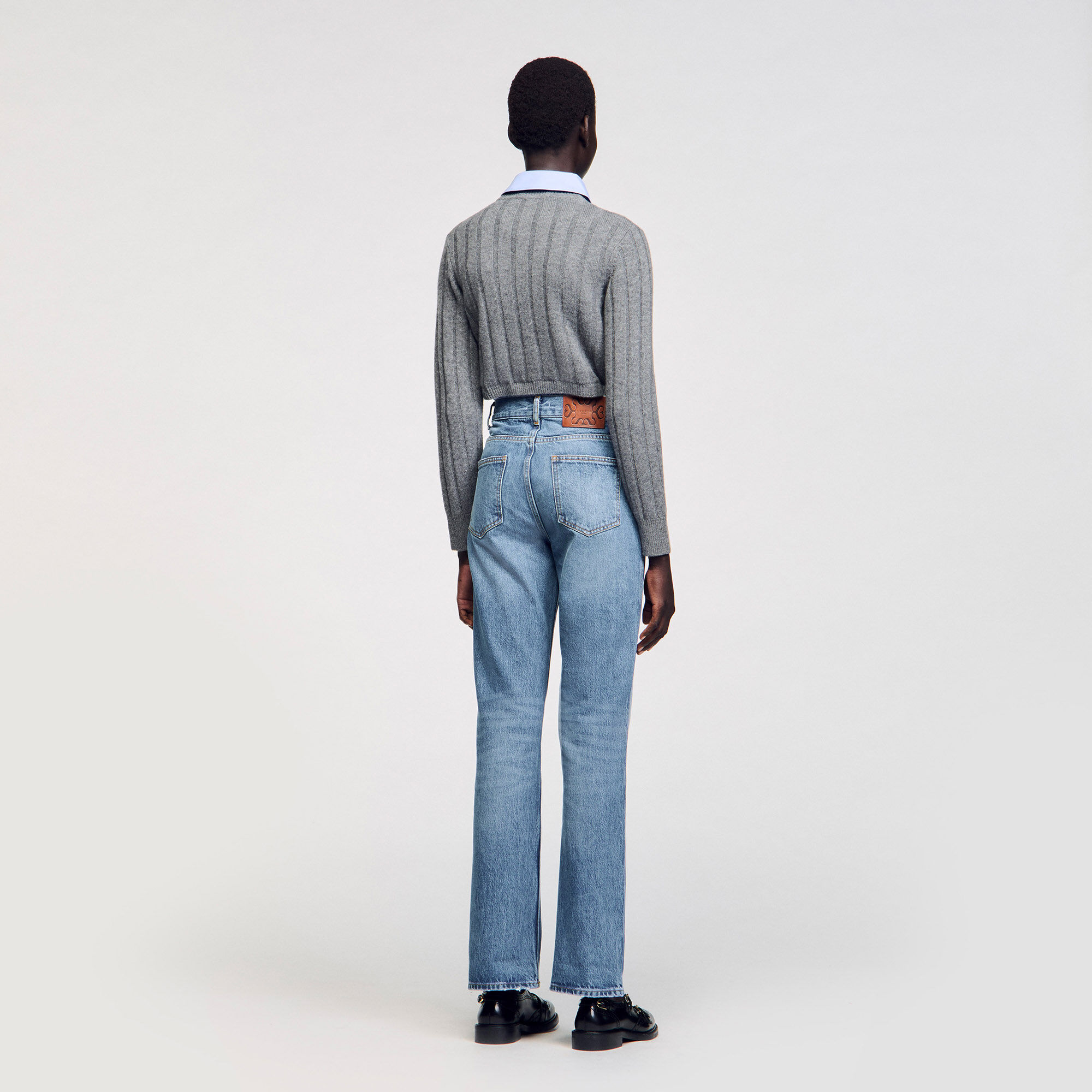 Flared faded jeans