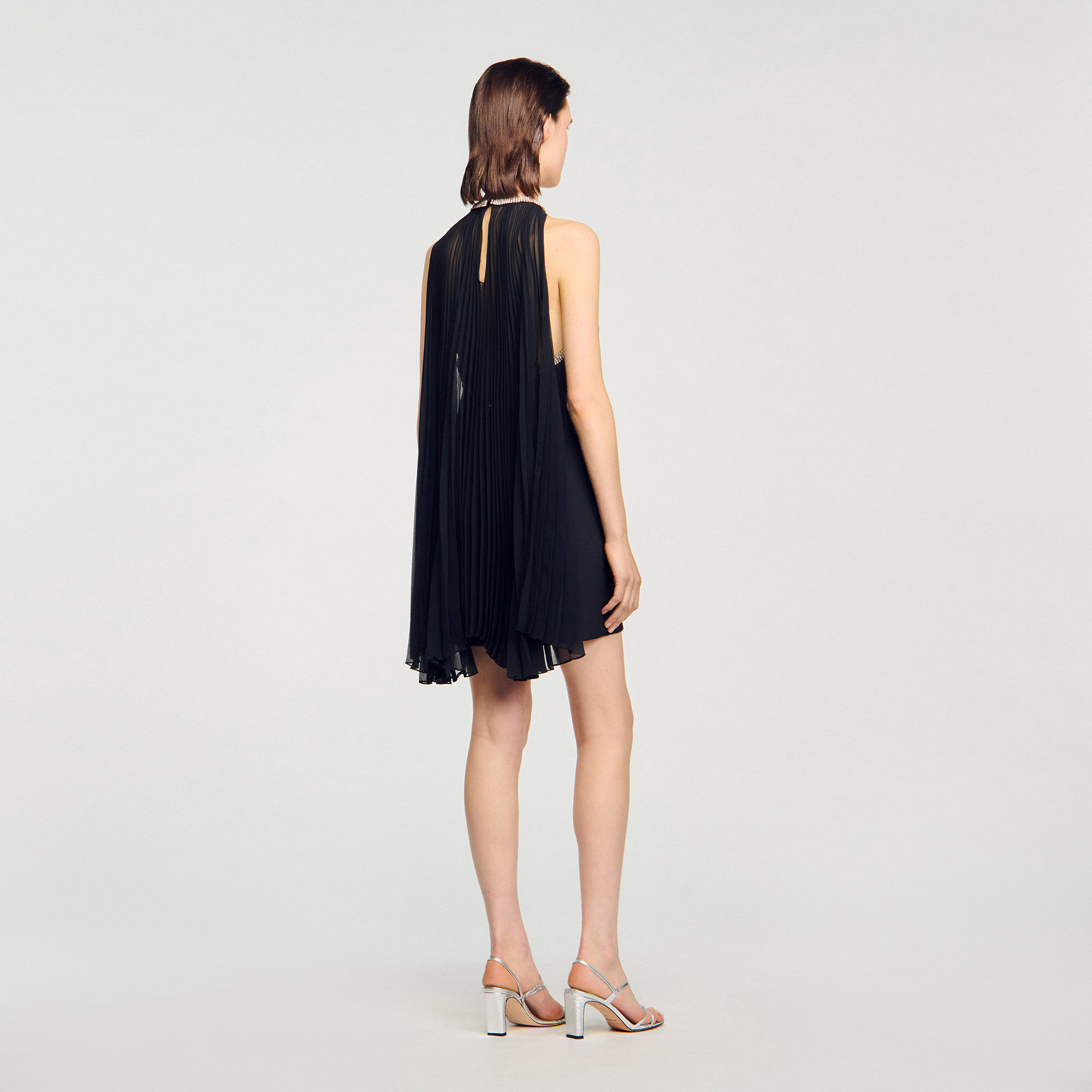 Short cape dress with rhinestones
