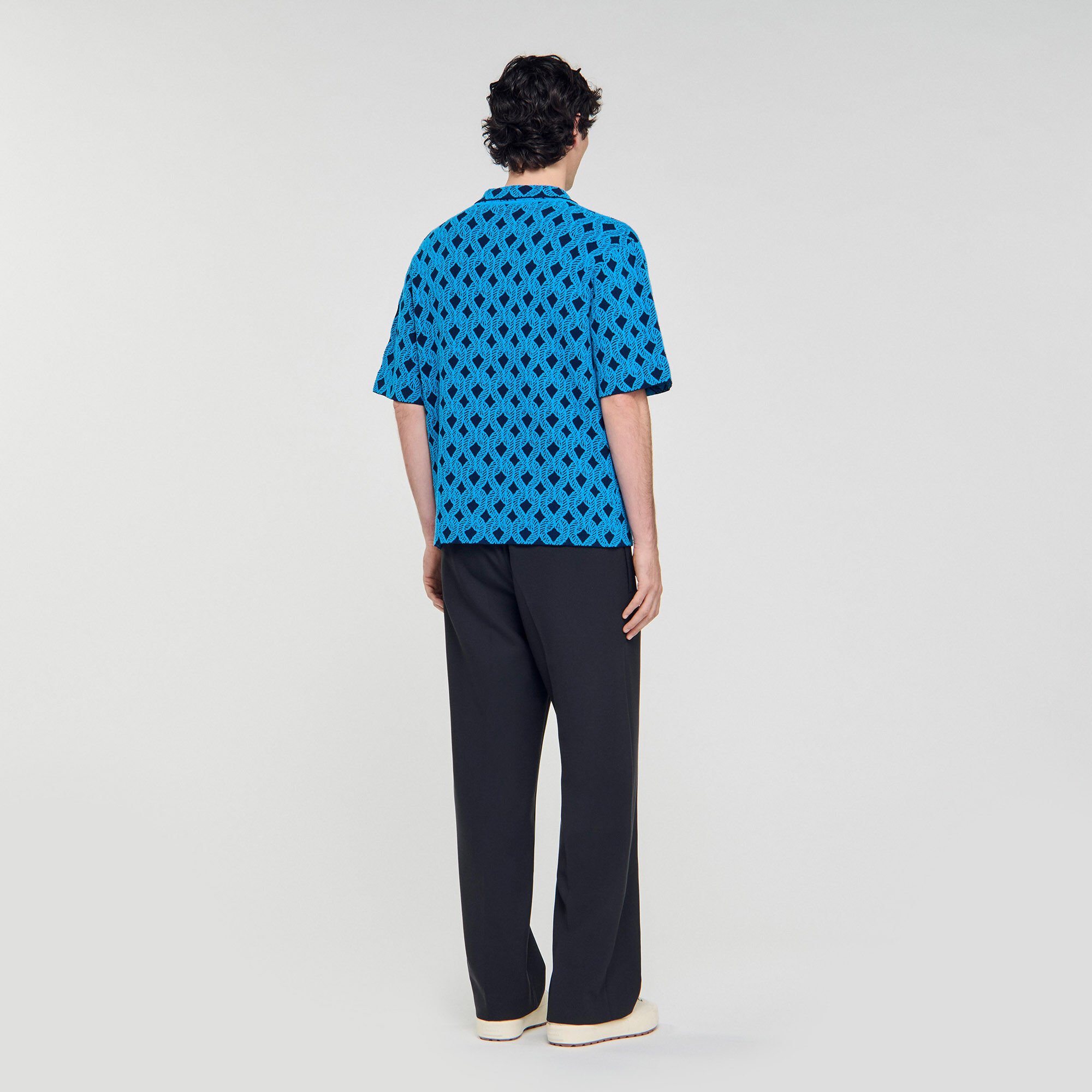 Rope jacquard cardigan shirt